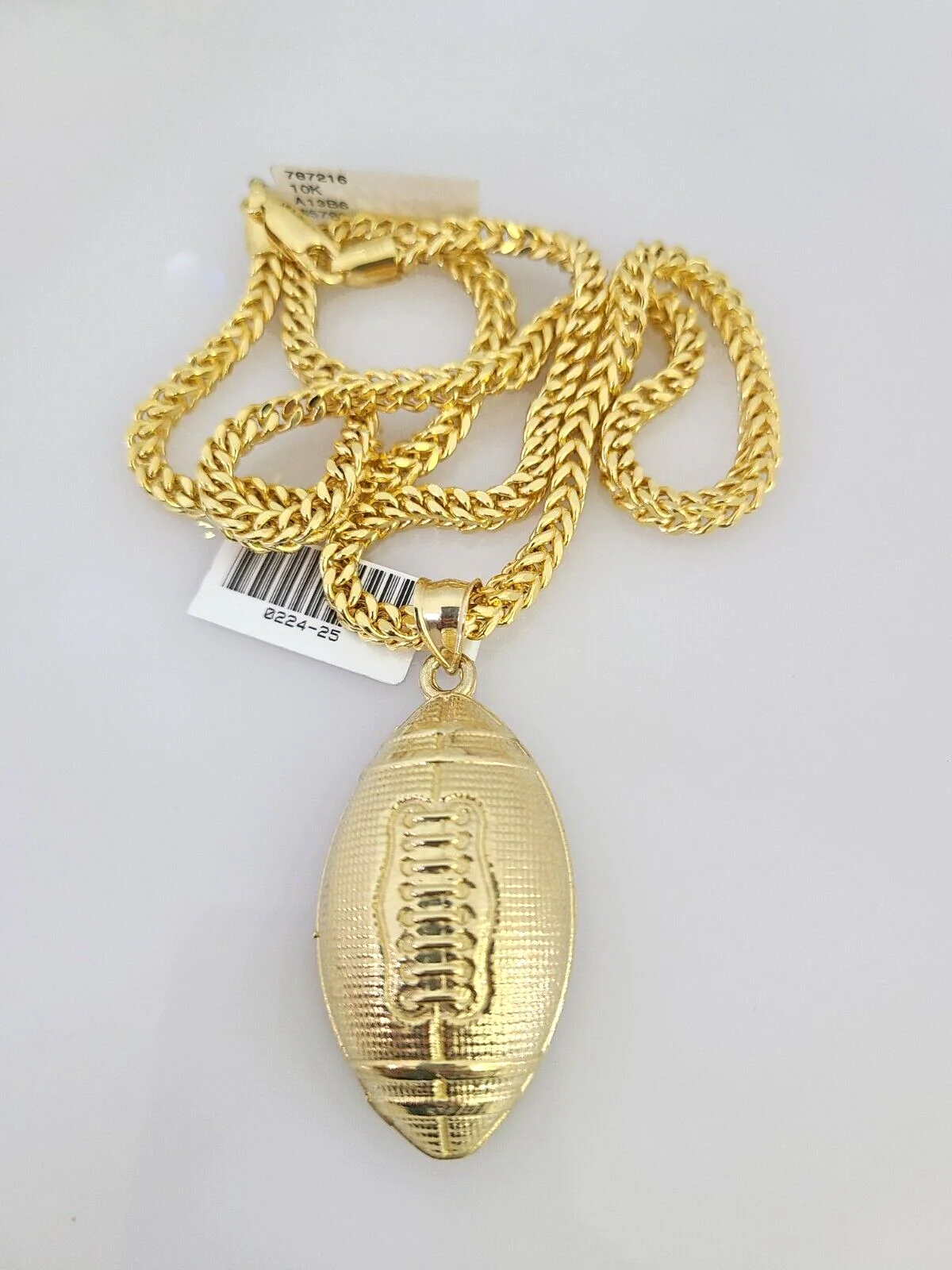 10k Yellow Gold Franco Chain Foot Ball Charm Pendant 4mm 18-28 Inches Necklace - Image 2