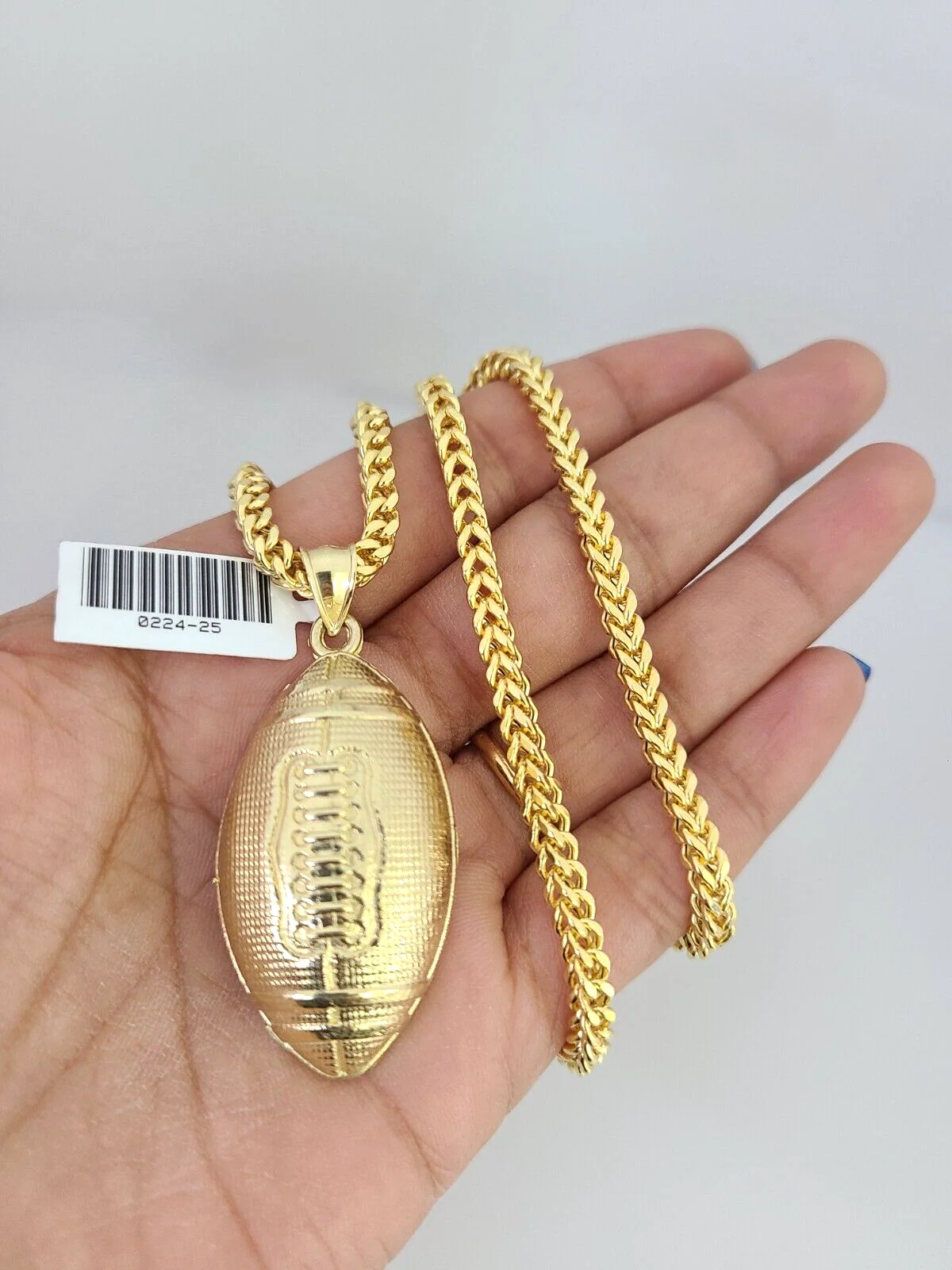 10k Yellow Gold Franco Chain Foot Ball Charm Pendant 4mm 18-28 Inches Necklace - Image 4