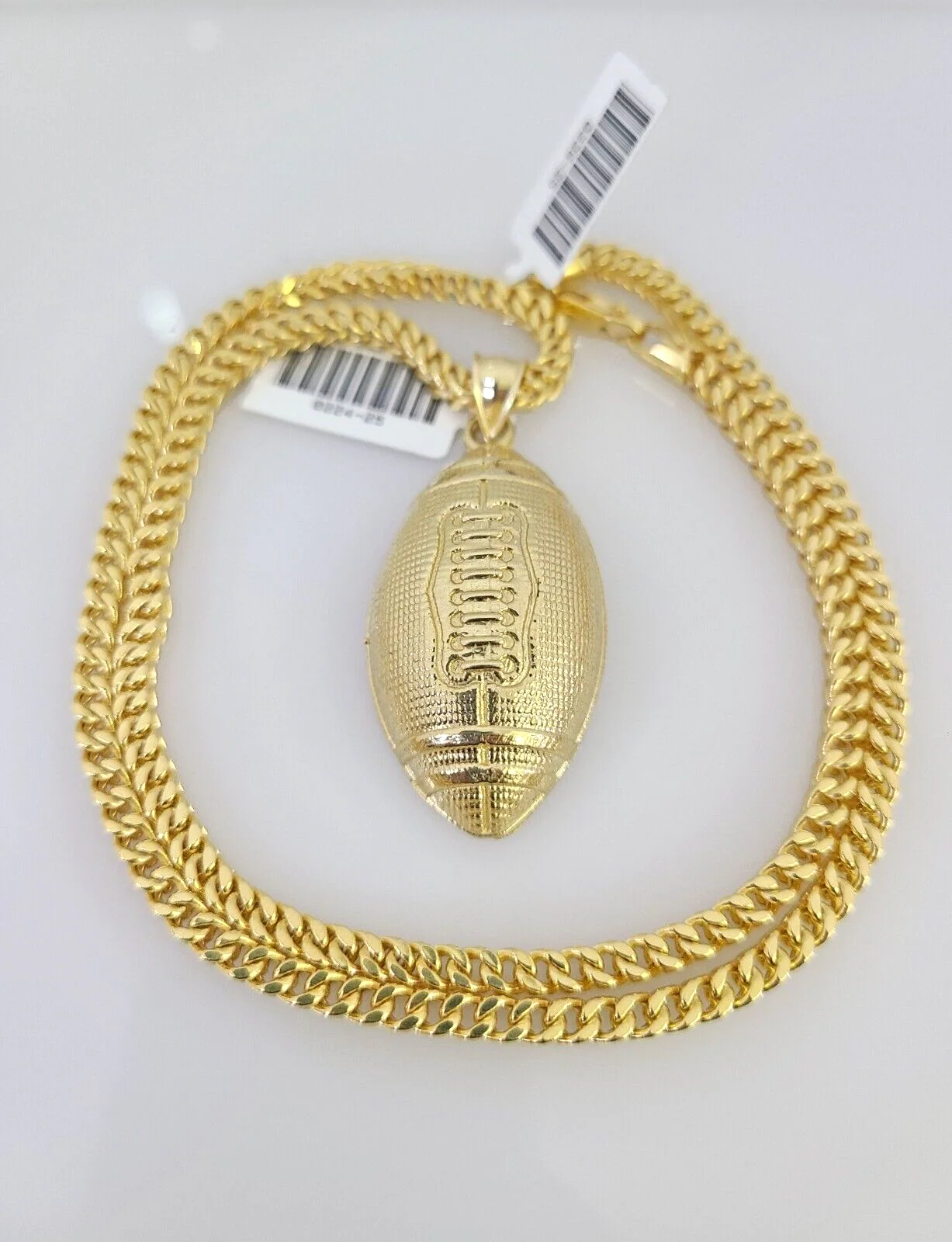 10k Yellow Gold Franco Chain Foot Ball Charm Pendant 4mm 18-28 Inches Necklace - Image 5