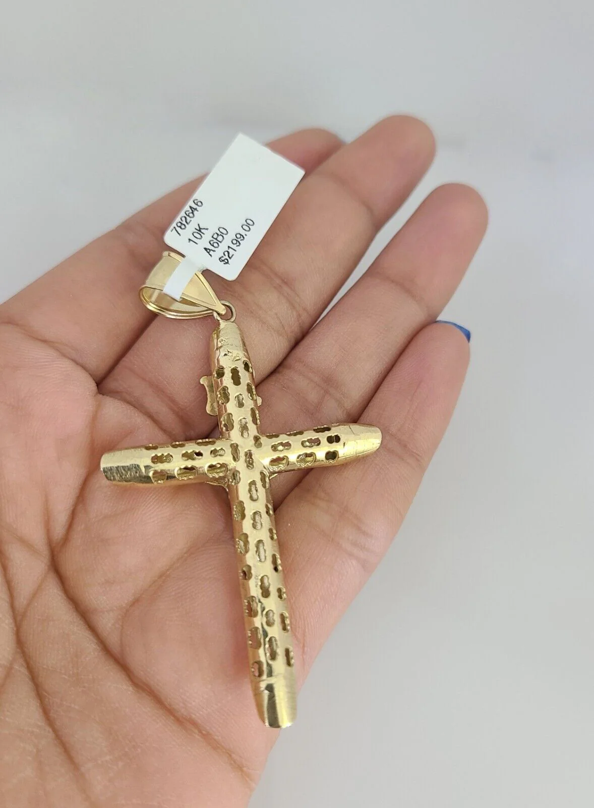 10k Yellow Gold Franco Chain INRI Cross Charm Pendant 4mm 18-28 Inches Necklace - Image 6
