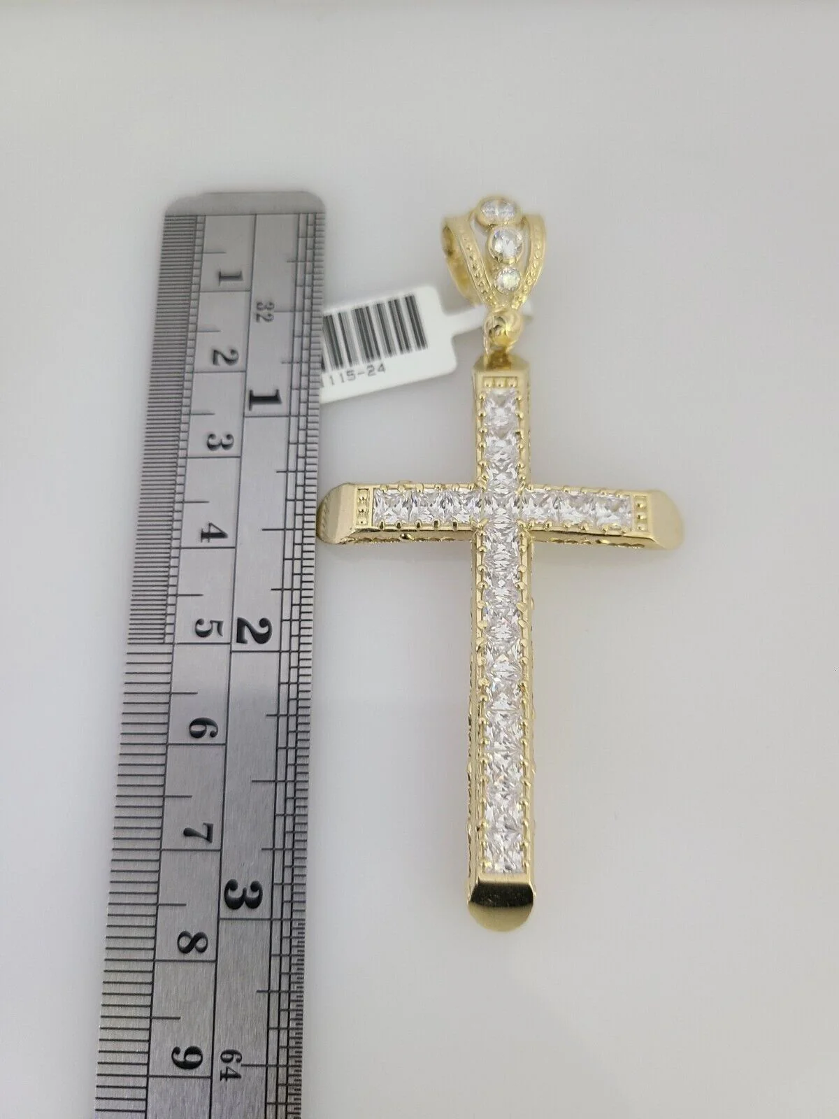 10k Yellow Gold Franco Chain Jesus Cross Charm Pendant 4mm 18-28 Inch Necklace - Image 6
