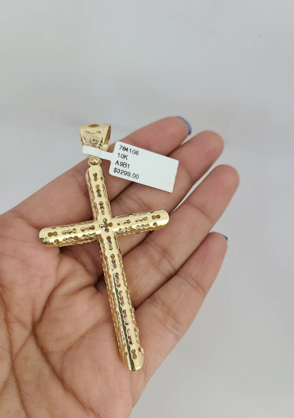 10k Yellow Gold Franco Chain Jesus Cross Charm Pendant 4mm 18-28 Inch Necklace - Image 7