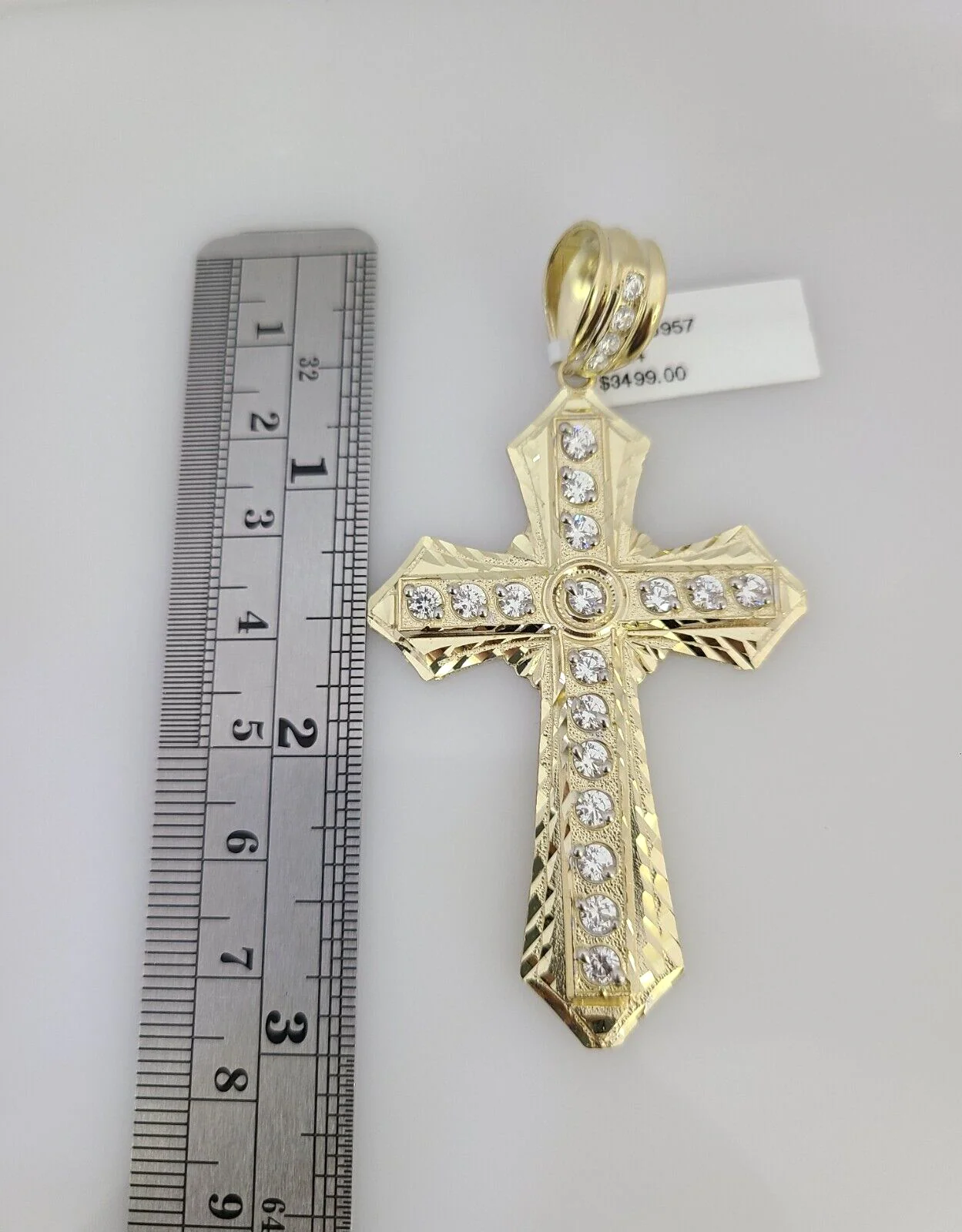 10k Yellow Gold Franco Chain Jesus Cross Charm Pendant 4mm 18-28 Inch Necklace - Image 2