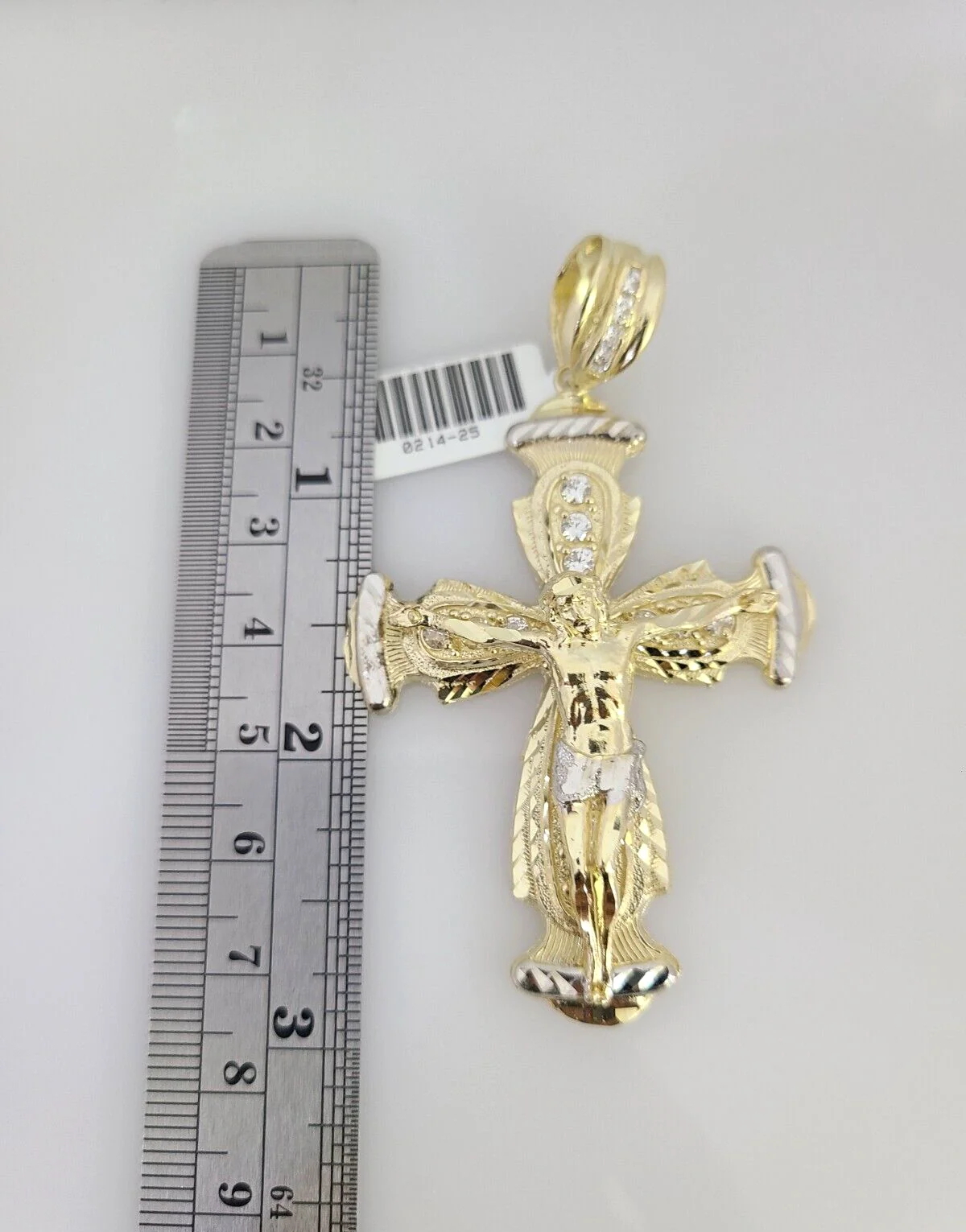 10k Yellow Gold Franco Chain Jesus Cross Charm Pendant 4mm 18-28 Inches Necklace - Image 2