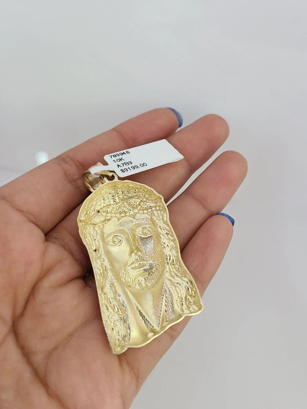 10k Yellow Gold Franco Chain Jesus Head Charm Pendant 4mm 18-28 Inches Necklace - Image 7