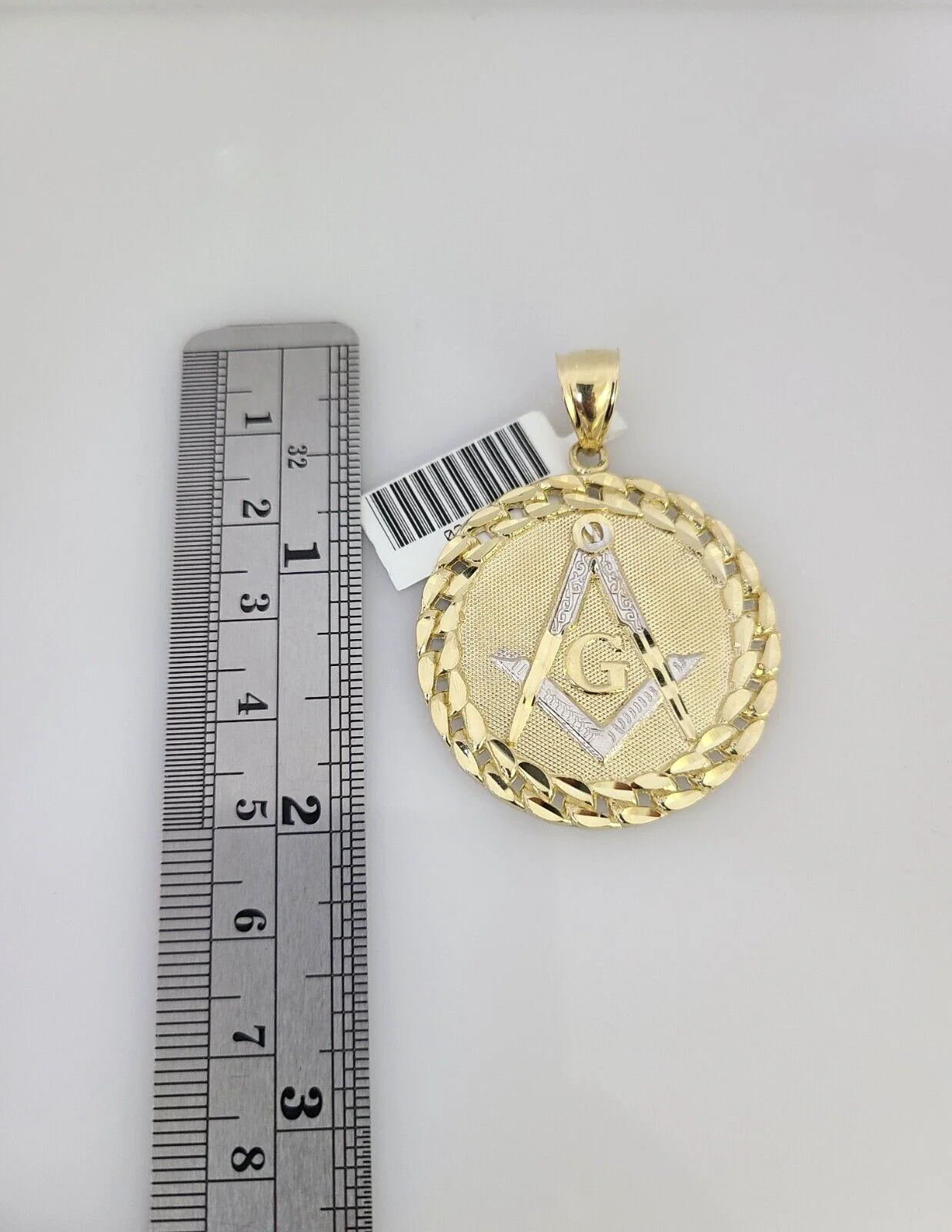 10k Yellow Gold Franco Chain Masonic Charm Pendant 4mm 18-28 Inch Necklace - Image 7