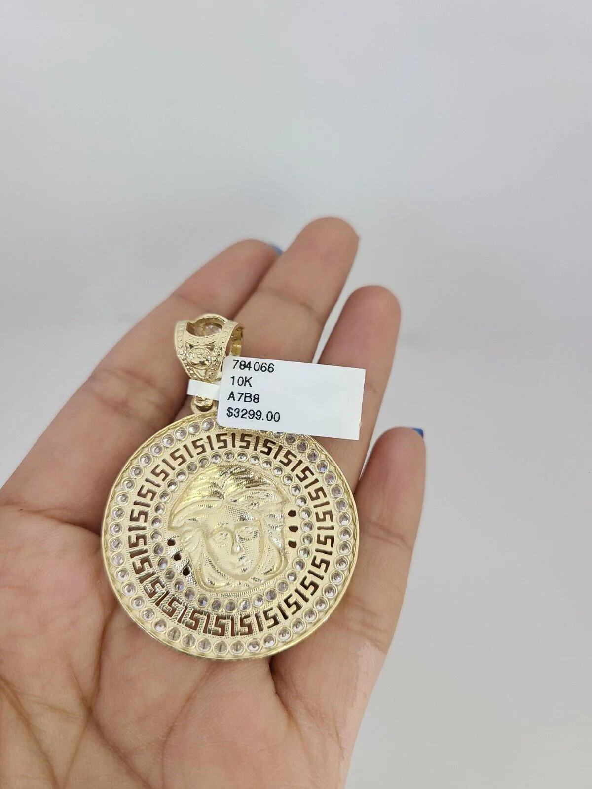 10k Yellow Gold Franco Chain Medusa Head Charm Pendant 4mm 18-28 Inch Necklace - Image 7