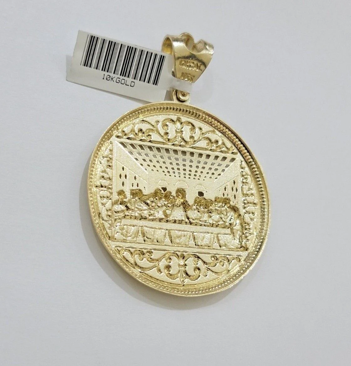 10k Yellow Gold Franco Chain Necklace Last Supper Charm Pendant 3mm 18"-26" Inch - Image 3