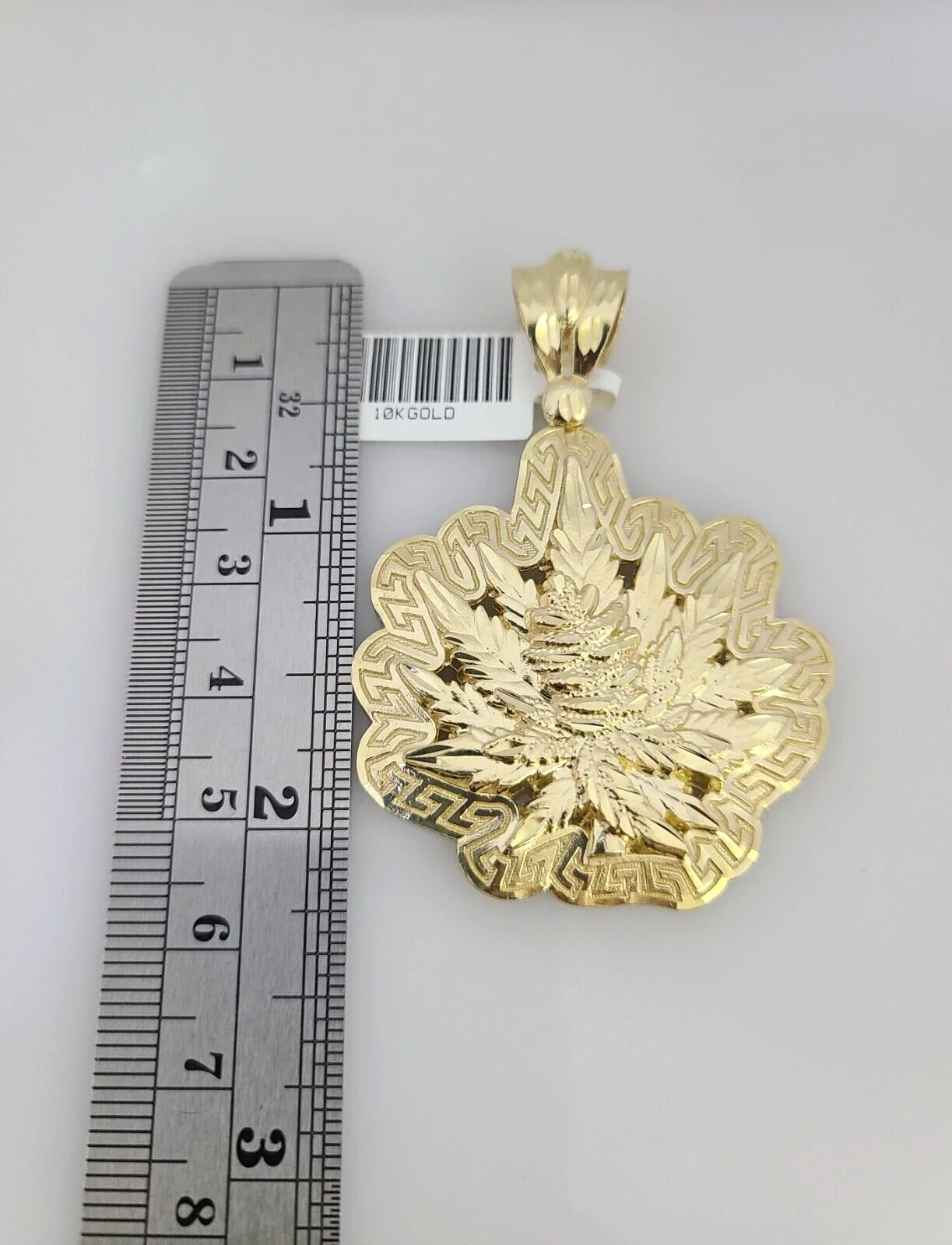 10k Yellow Gold Franco Chain Weed Leaf Charm Pendant 4mm 18-28 Inch Necklace - Image 4