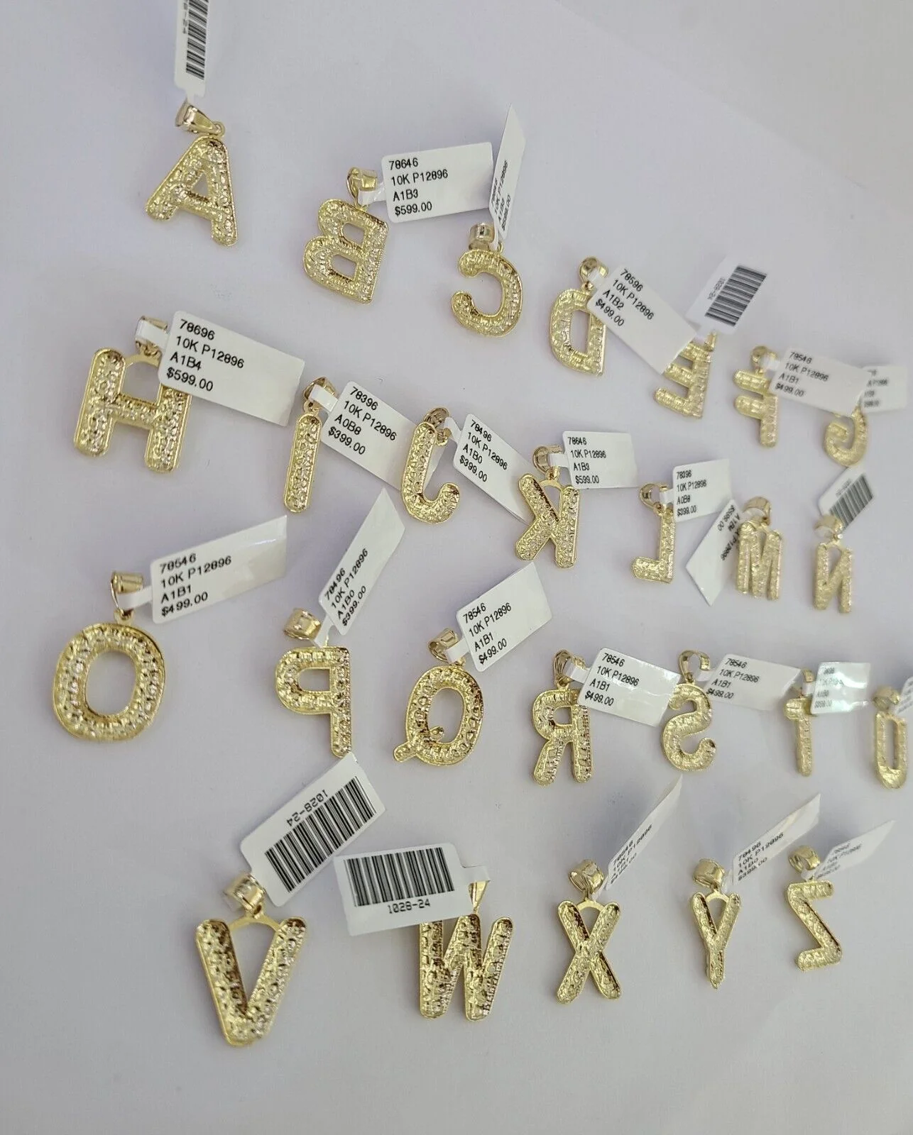 10k Yellow Gold Initials Charm Pendant A-Z Nugget Alphabets Men Women Real - Image 2