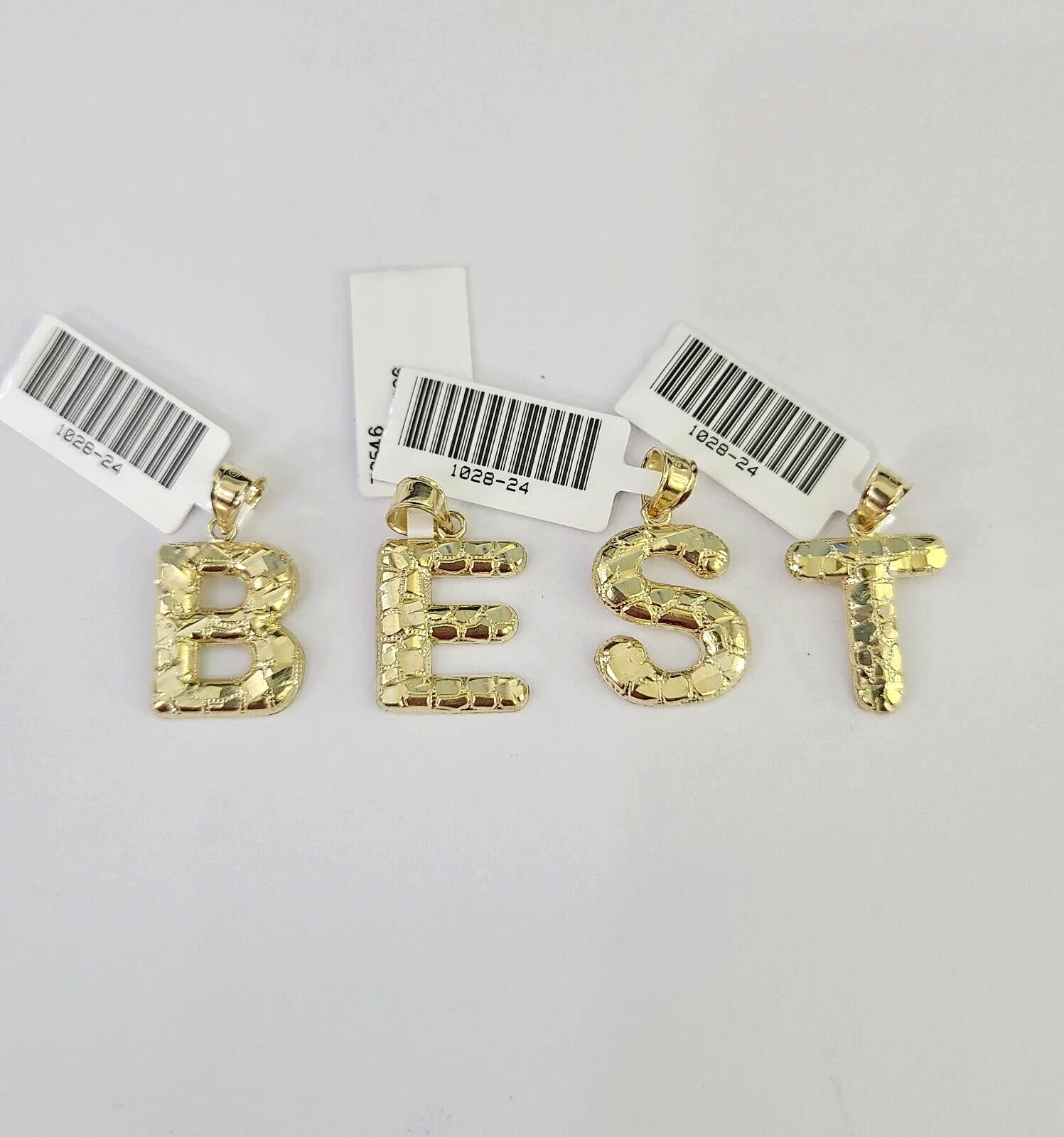 10k Yellow Gold Initials Charm Pendant A-Z Nugget Alphabets Men Women Real - Image 4