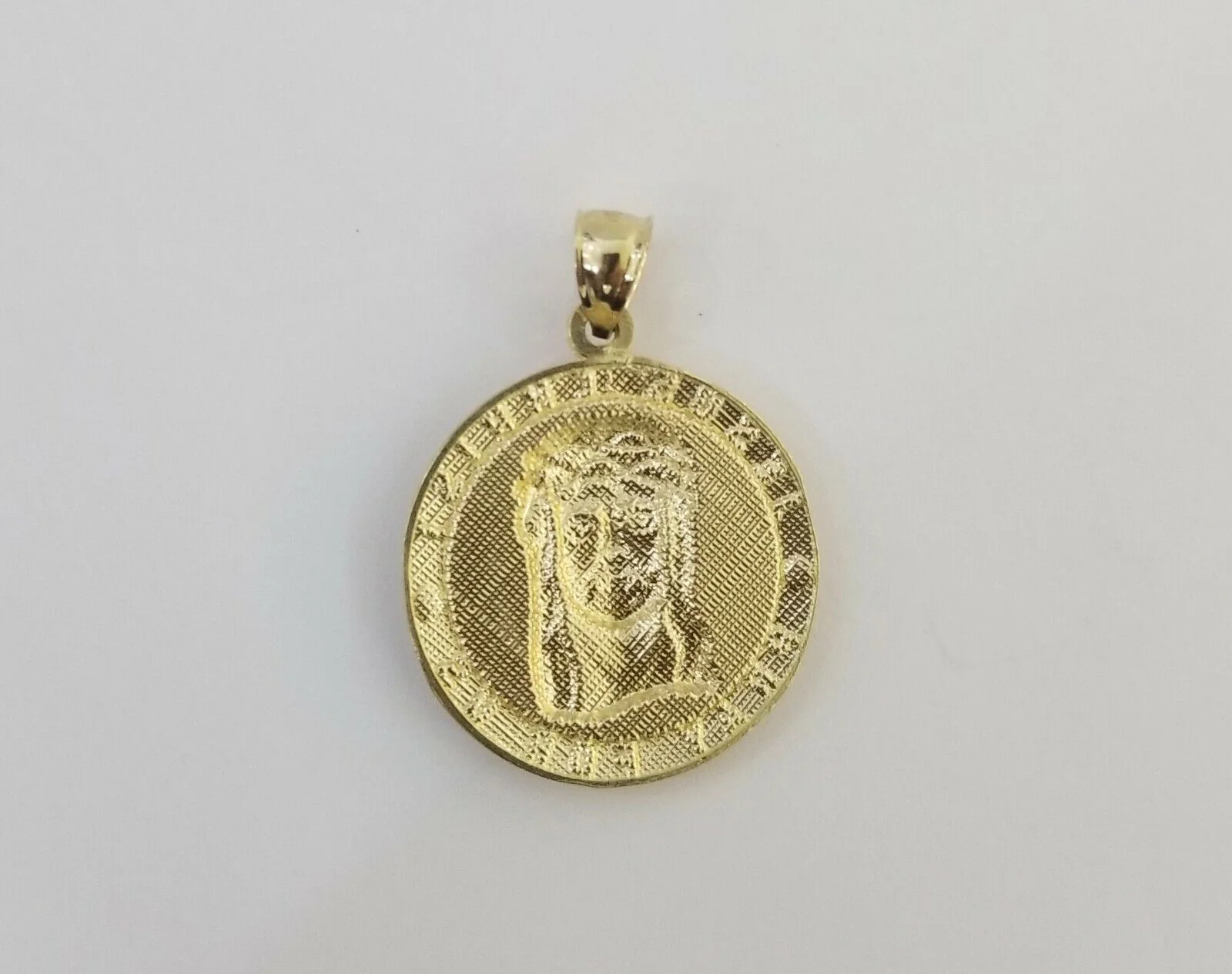 10k Yellow Gold Jesus Christ Charm Pendant Round 1.2" 10kt Real Gold Men Women - Image 6
