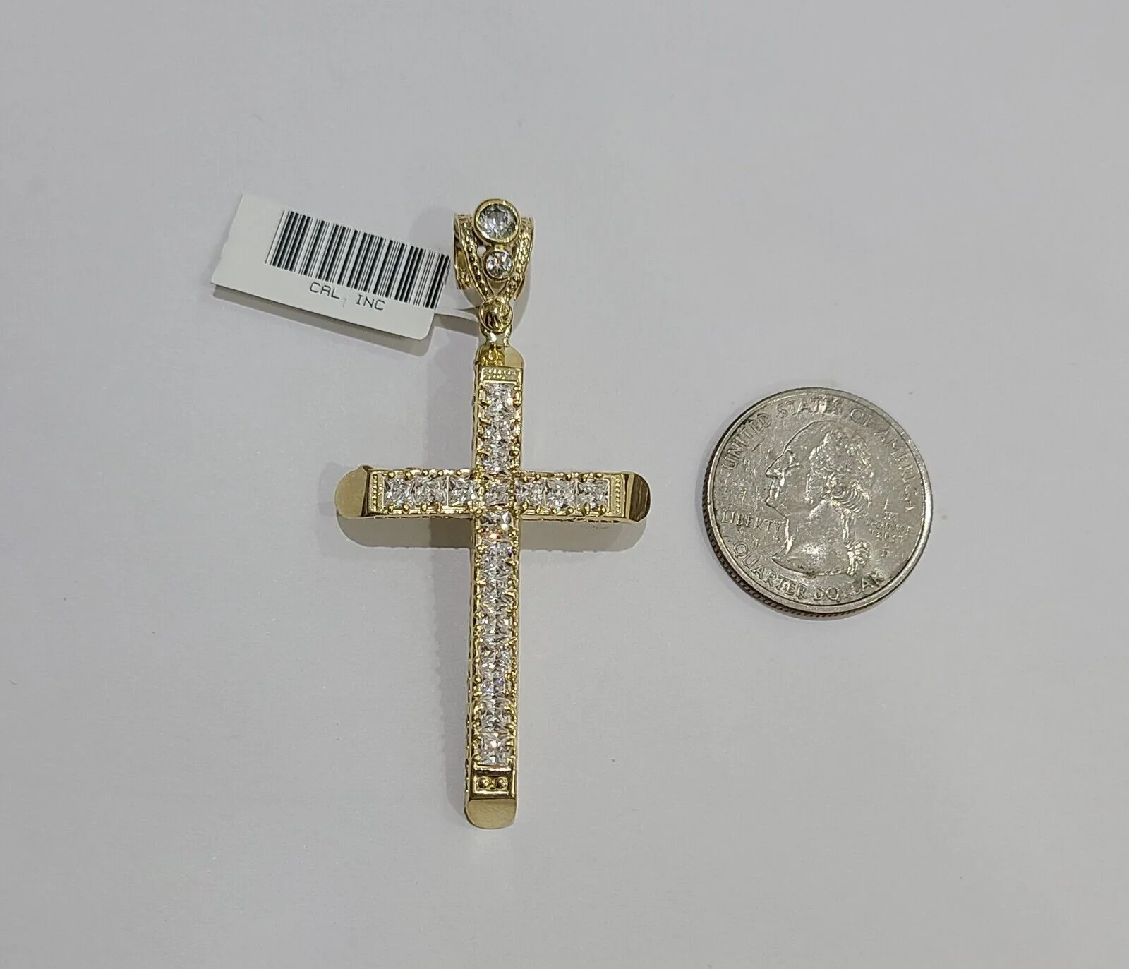 10k Yellow Gold Jesus Cross Charm Pendant 10 KT 2.5" Inch Religious Charm Real - Image 4