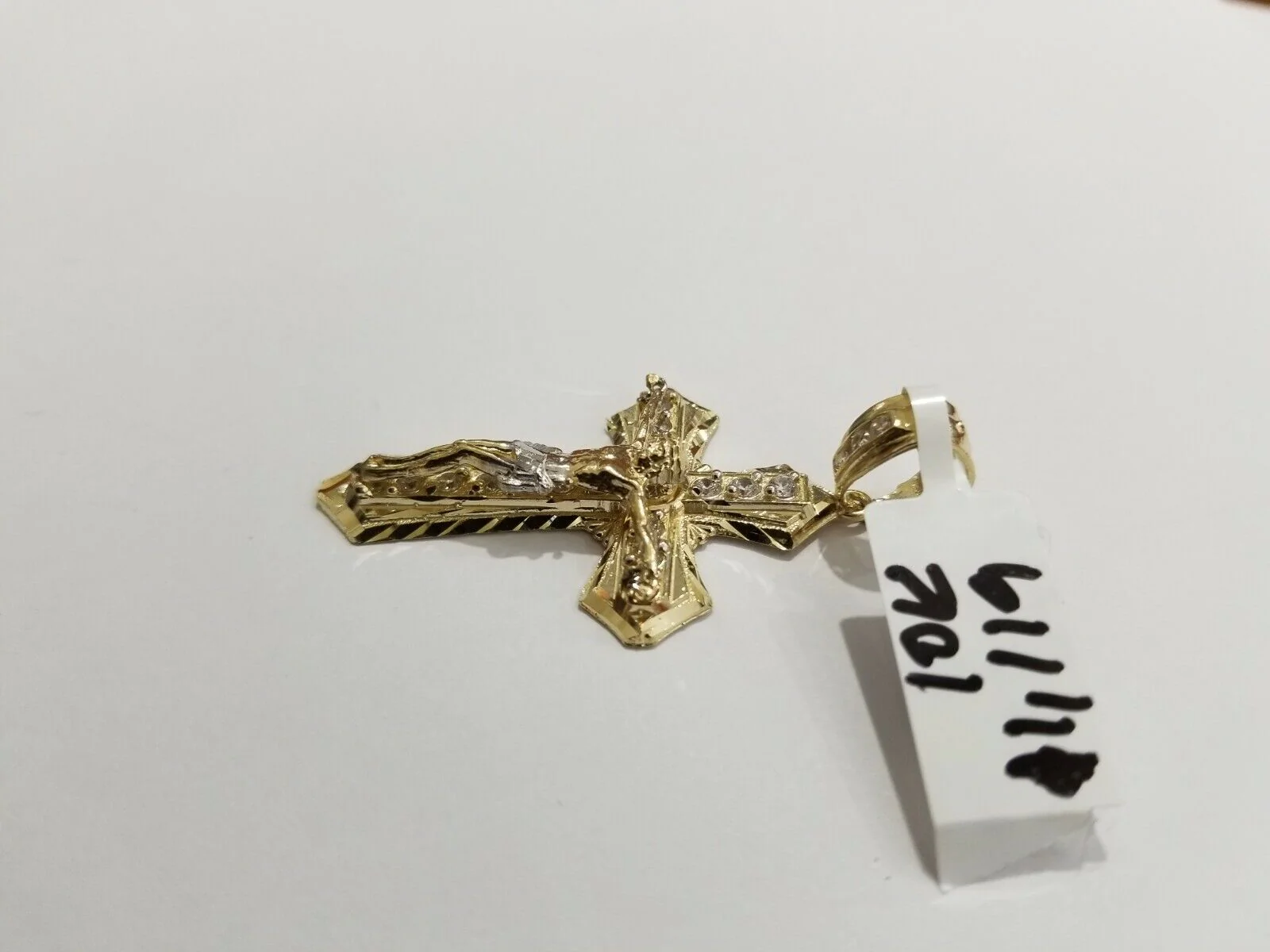 10k Yellow Gold Jesus Cross Charm pendant Diamond Cut Crucifix 2" REAL 10k - Image 4
