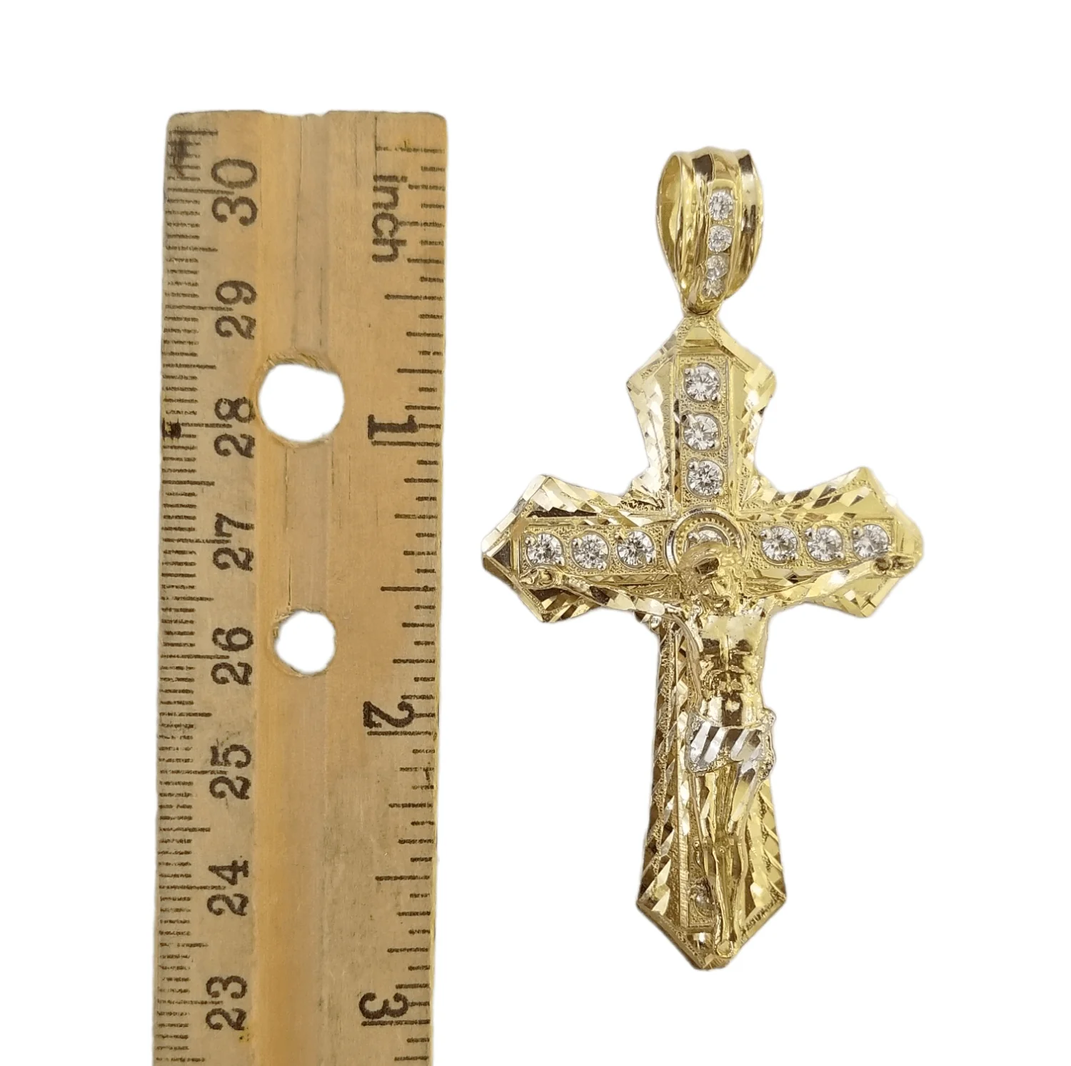 10K Yellow Gold Jesus Cross Charm Pendant Religion Real 10kt - Image 2