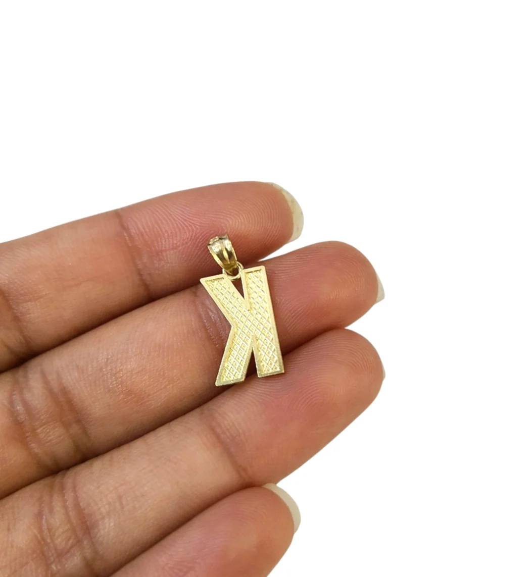 10K Yellow Gold K Initial Charm Pendant Alphabet Real 10kt Men Women - Image 3