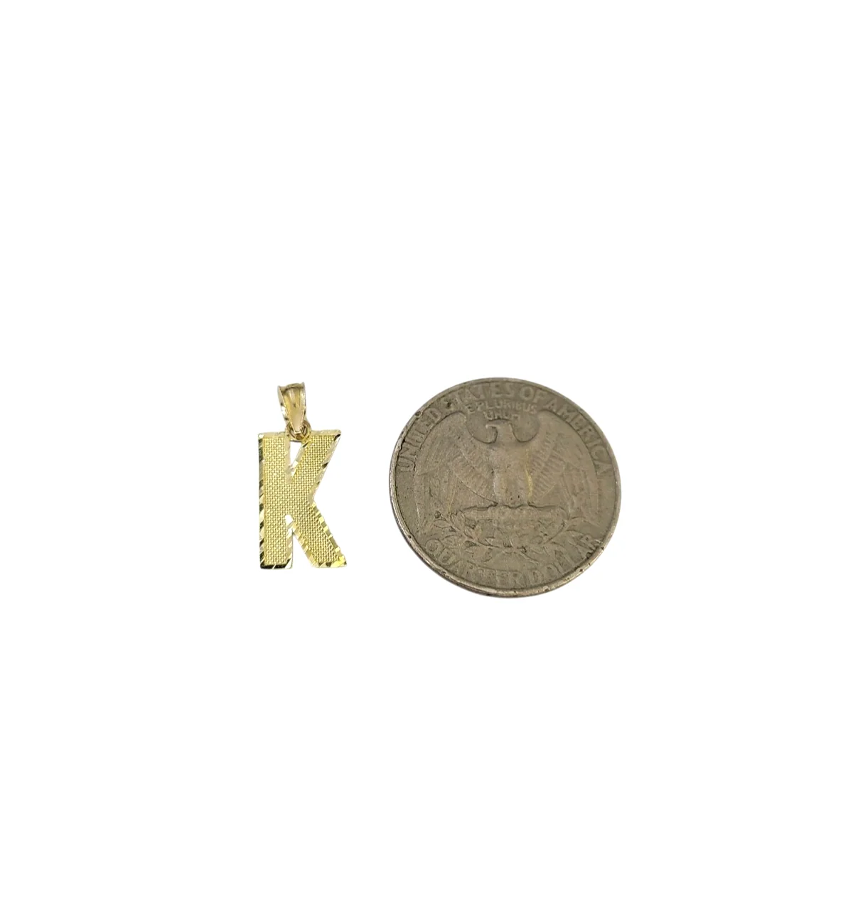 10K Yellow Gold K Initial Charm Pendant Alphabet Real 10kt Men Women - Image 4