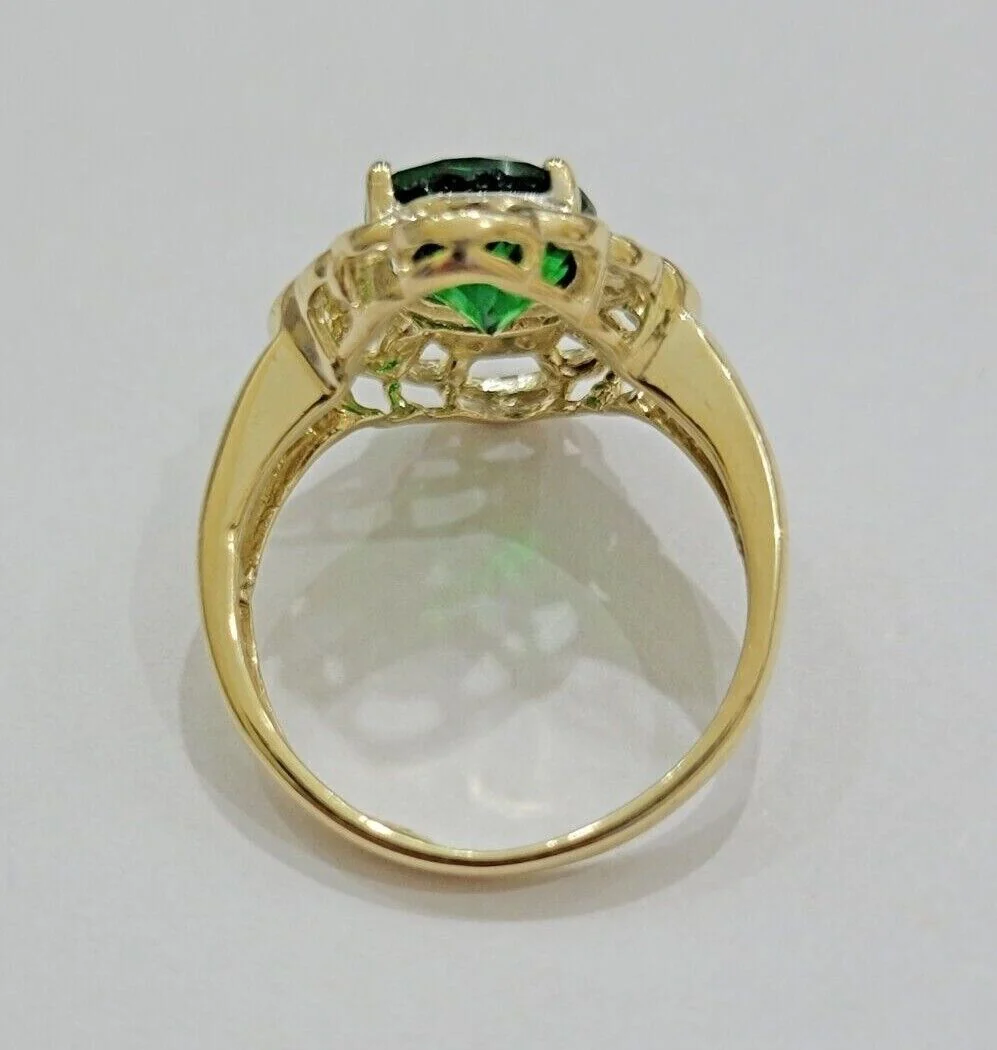 10k Yellow Gold Ladies Green Ring Women's Casual Band SALE Real 10kt Brand New - Image 2