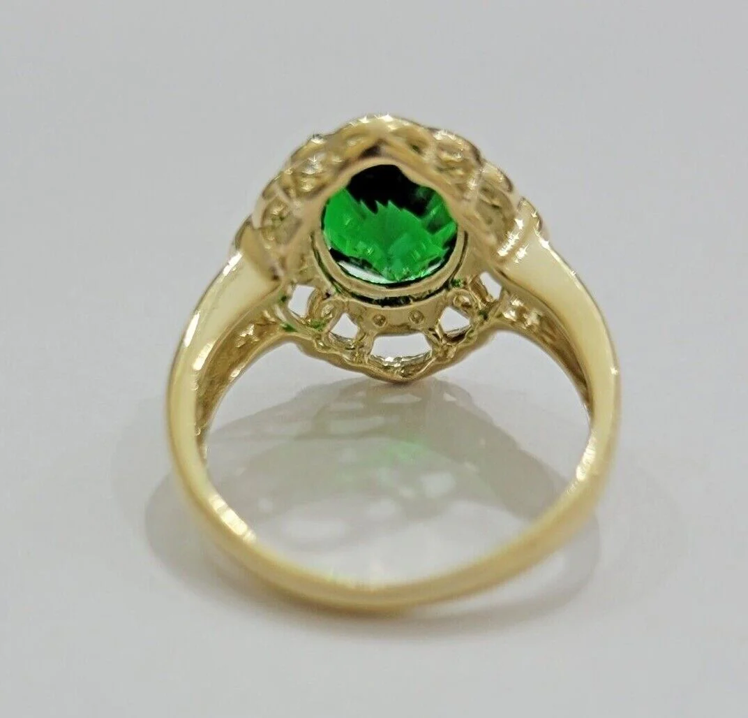 10k Yellow Gold Ladies Green Ring Women's Casual Band SALE Real 10kt Brand New - Image 9