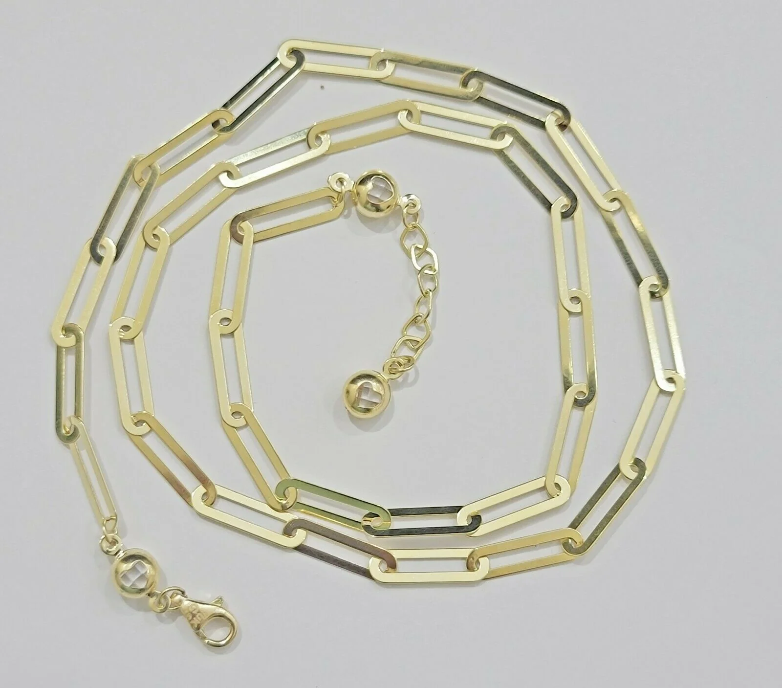 10k Yellow Gold Ladies Paperclip Chain necklace 4mm all size, REAL 10kt ,women - Image 4