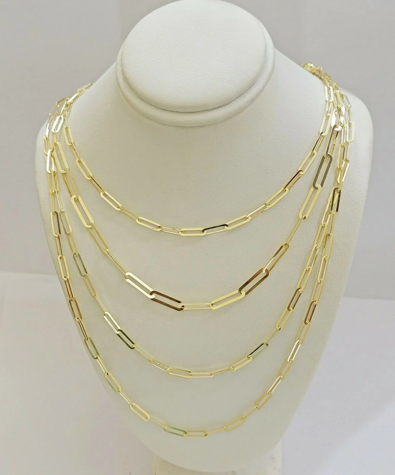 10k Yellow Gold Ladies Paperclip Chain necklace 4mm all size, REAL 10kt ,women - Image 6