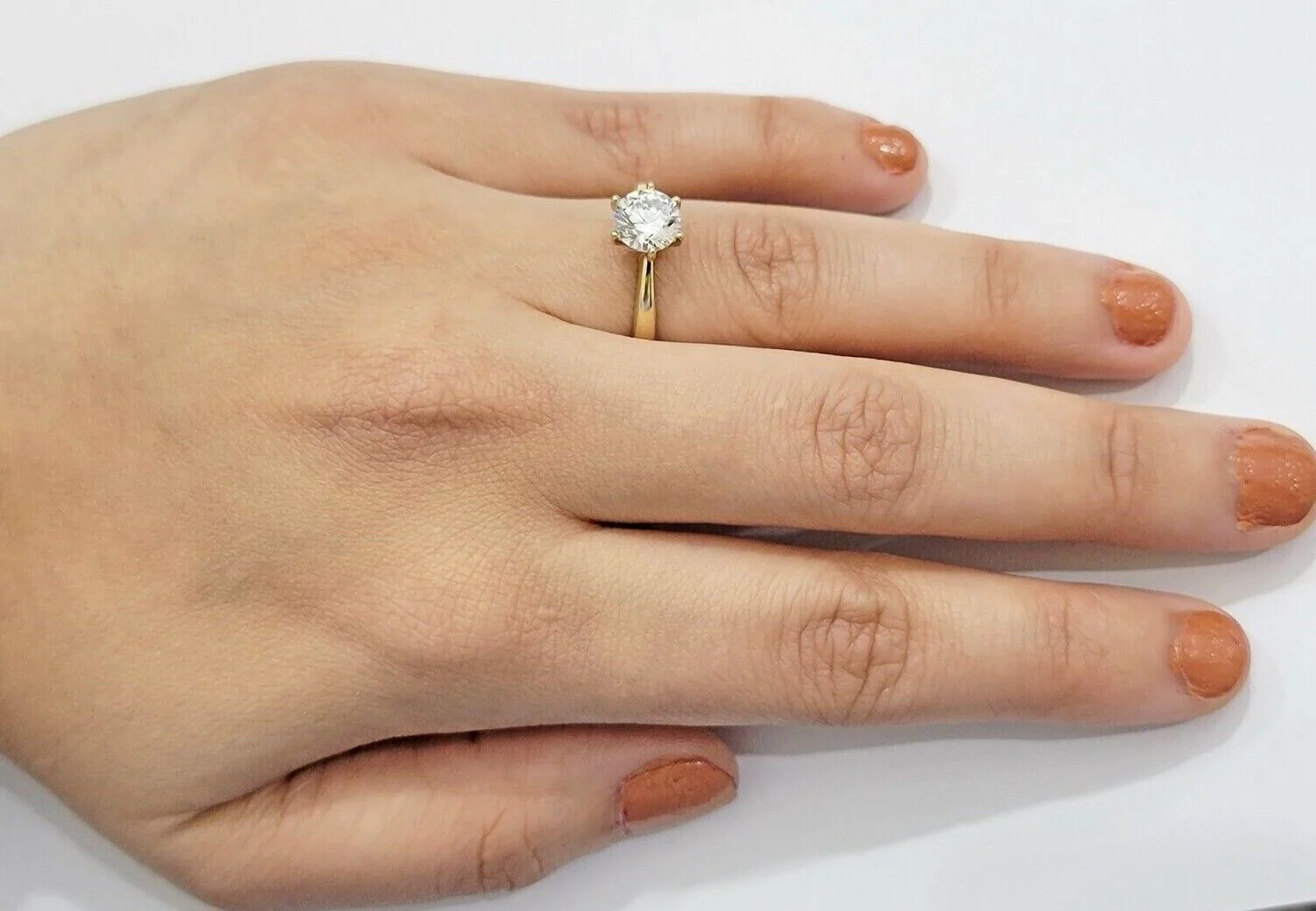 10k Yellow Gold Ladies Solitaire Ring For Womens Casual Band SALE Real Brand New Ring Sizes 6,7,8,9,10,11 & 12 - Image 2