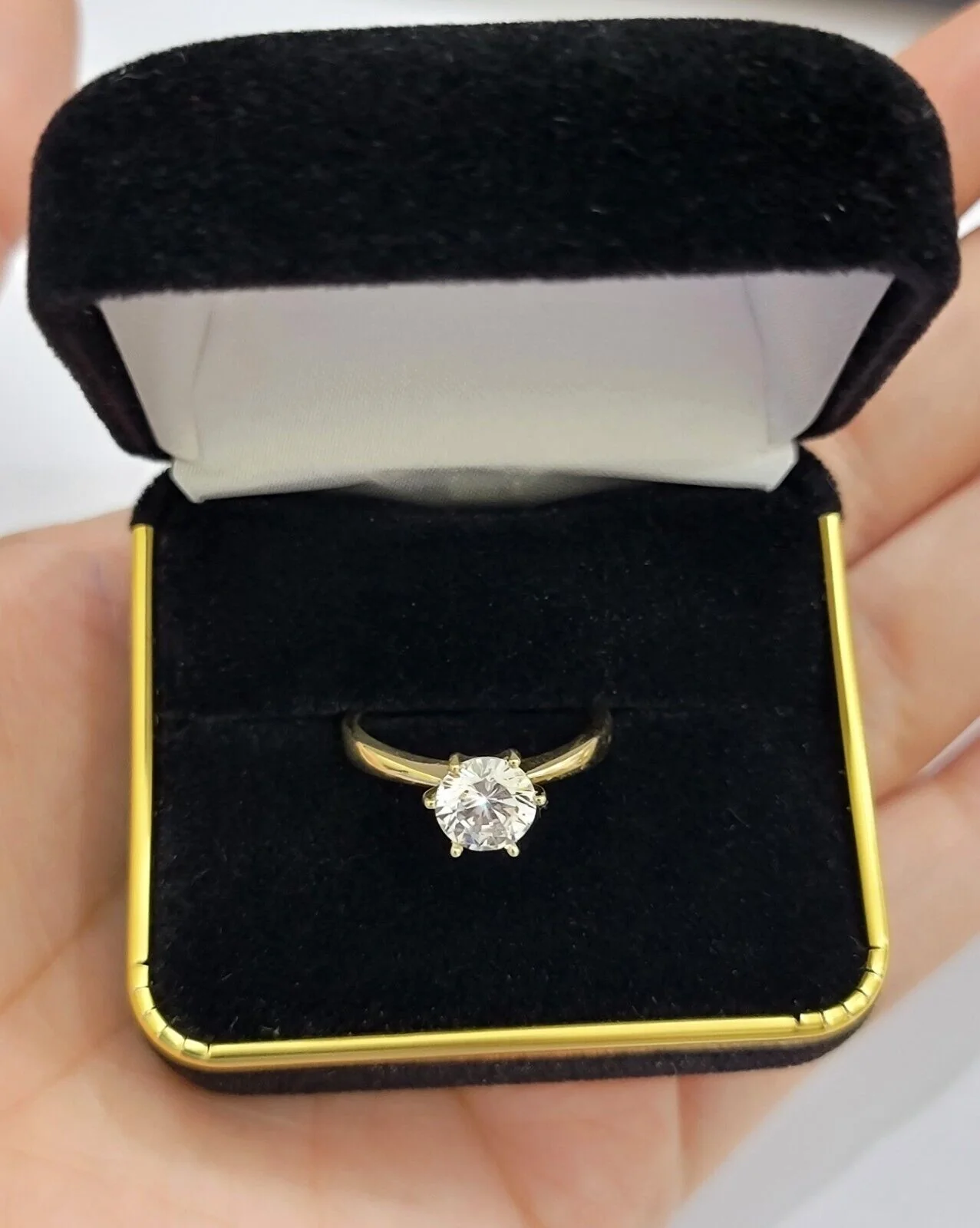 10k Yellow Gold Ladies Solitaire Ring For Womens Casual Band SALE Real Brand New Ring Sizes 6,7,8,9,10,11 & 12 - Image 3