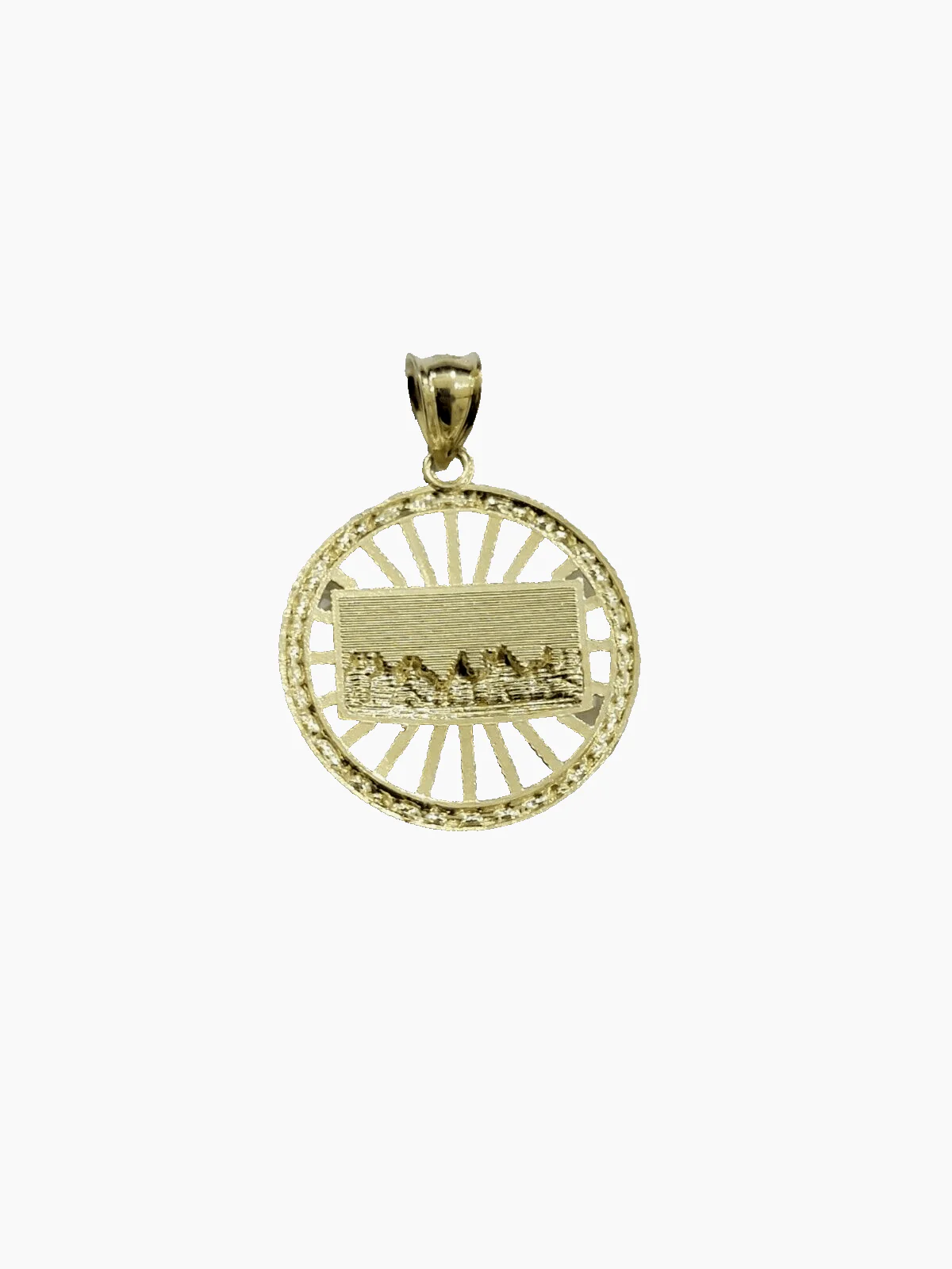 10k Yellow Gold Last Supper Charm Rope Chain 22'' 10kt Circle Pendant Necklace - Image 8