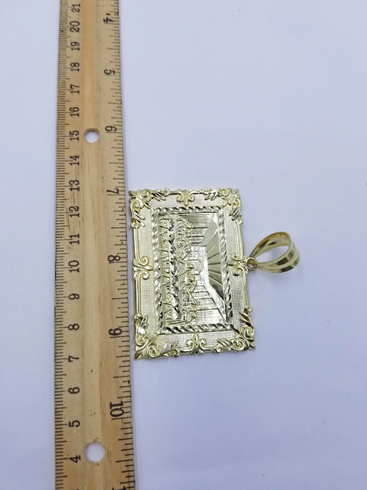 10K Yellow Gold Last Supper Large Pendant 2.5" Charm Diamond Cut Men Women - Image 4