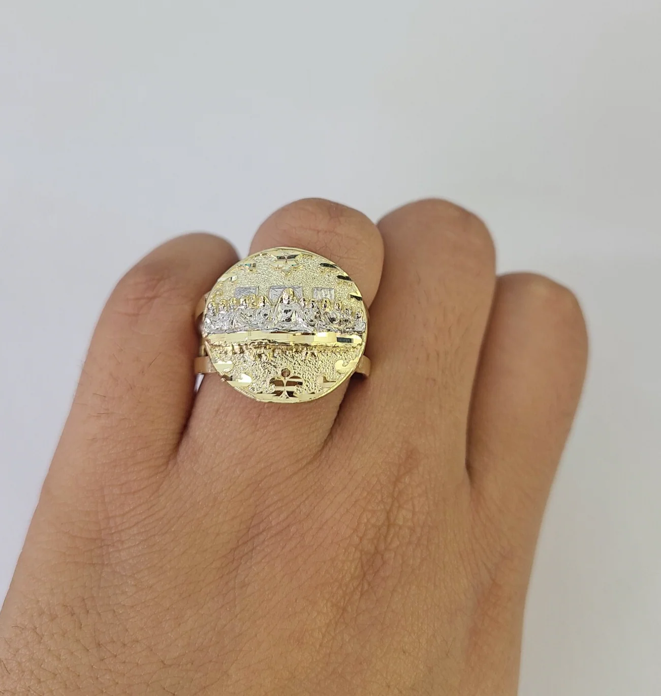 10k Yellow Gold Last Supper Ring Casual Band Genuine Brand New All Sizes - Image 2