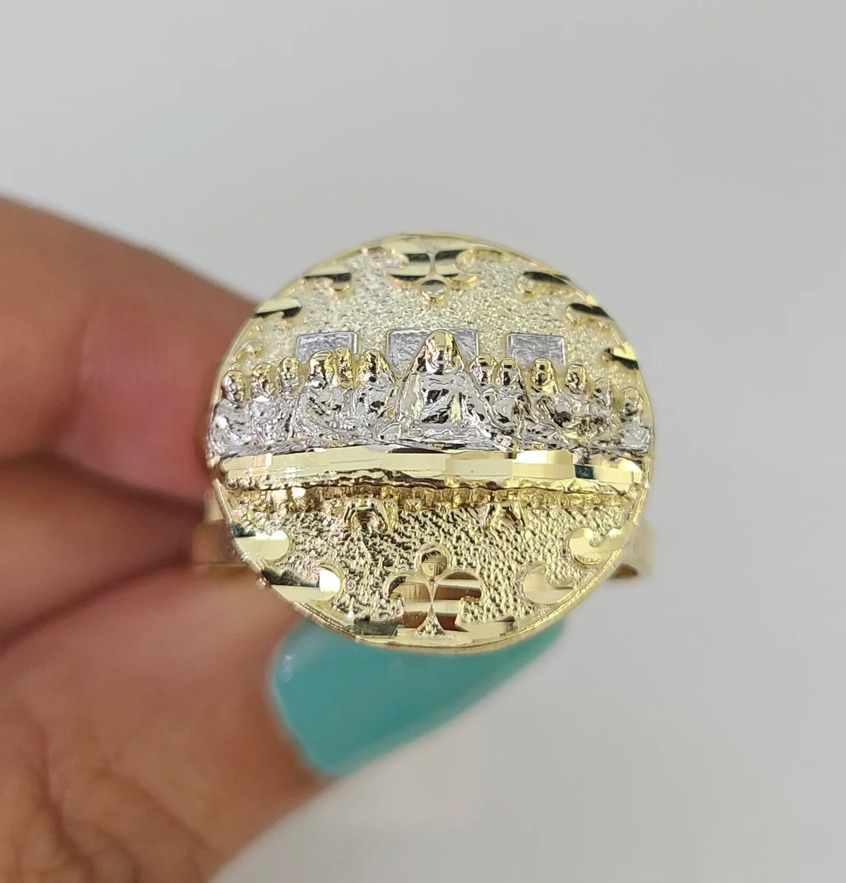 10k Yellow Gold Last Supper Ring Casual Band Genuine Brand New All Sizes - Image 7