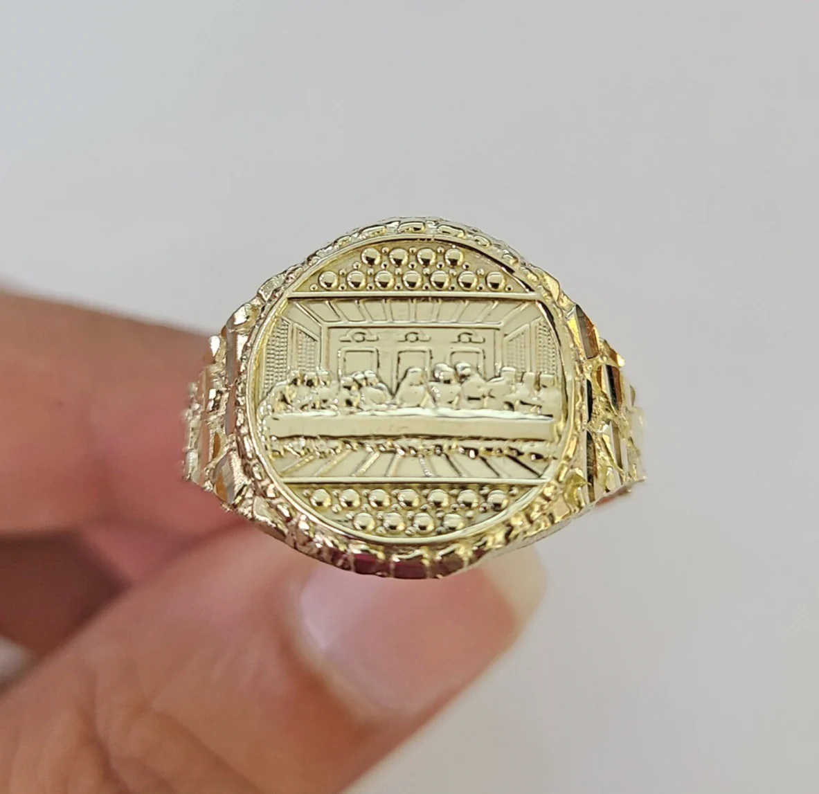 10k Yellow Gold Last Supper Ring Casual Band Genuine Brand New Religious All Sizes - Image 7