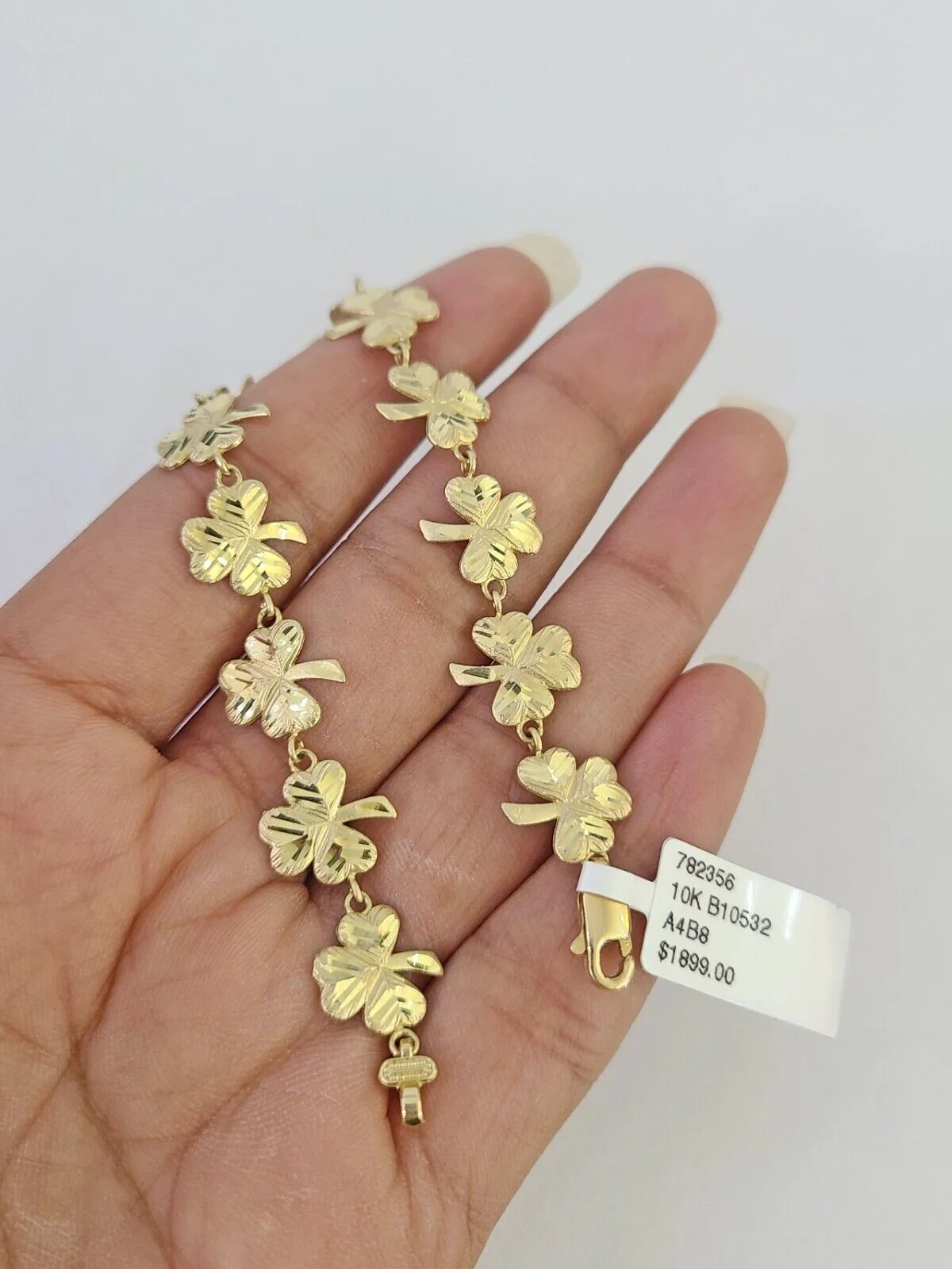 10k Yellow Gold Leaf Irish Bracelet 9mm 7" Women Ladies Real Genuine - Image 3