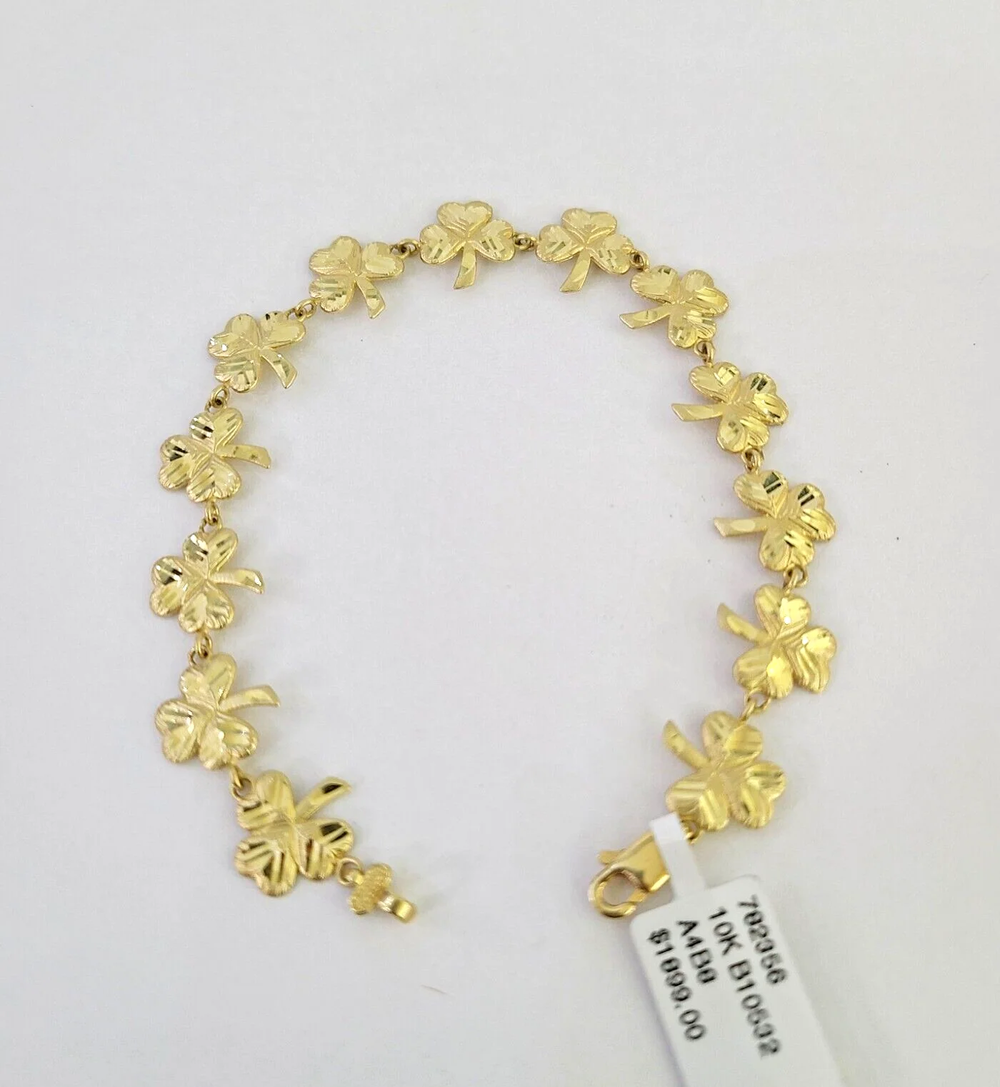 10k Yellow Gold Leaf Irish Bracelet 9mm 7" Women Ladies Real Genuine - Image 4
