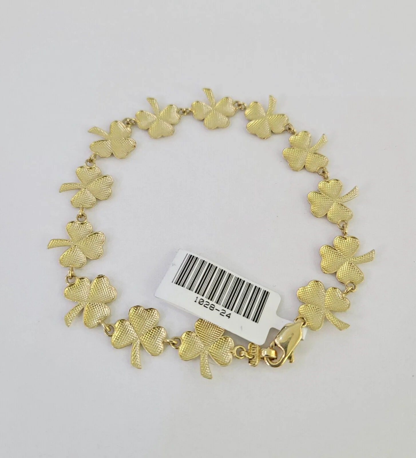 10k Yellow Gold Leaf Irish Bracelet 9mm 7" Women Ladies Real Genuine - Image 5