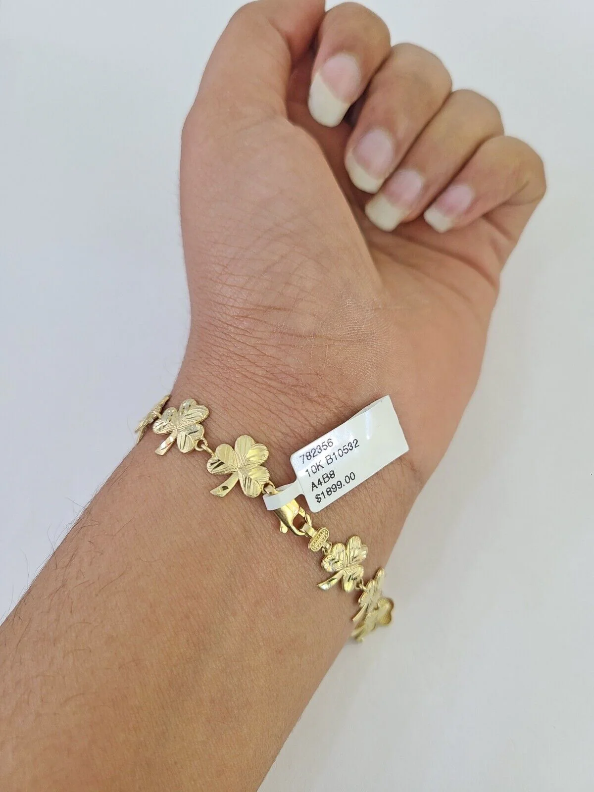 10k Yellow Gold Leaf Irish Bracelet 9mm 7" Women Ladies Real Genuine - Image 6