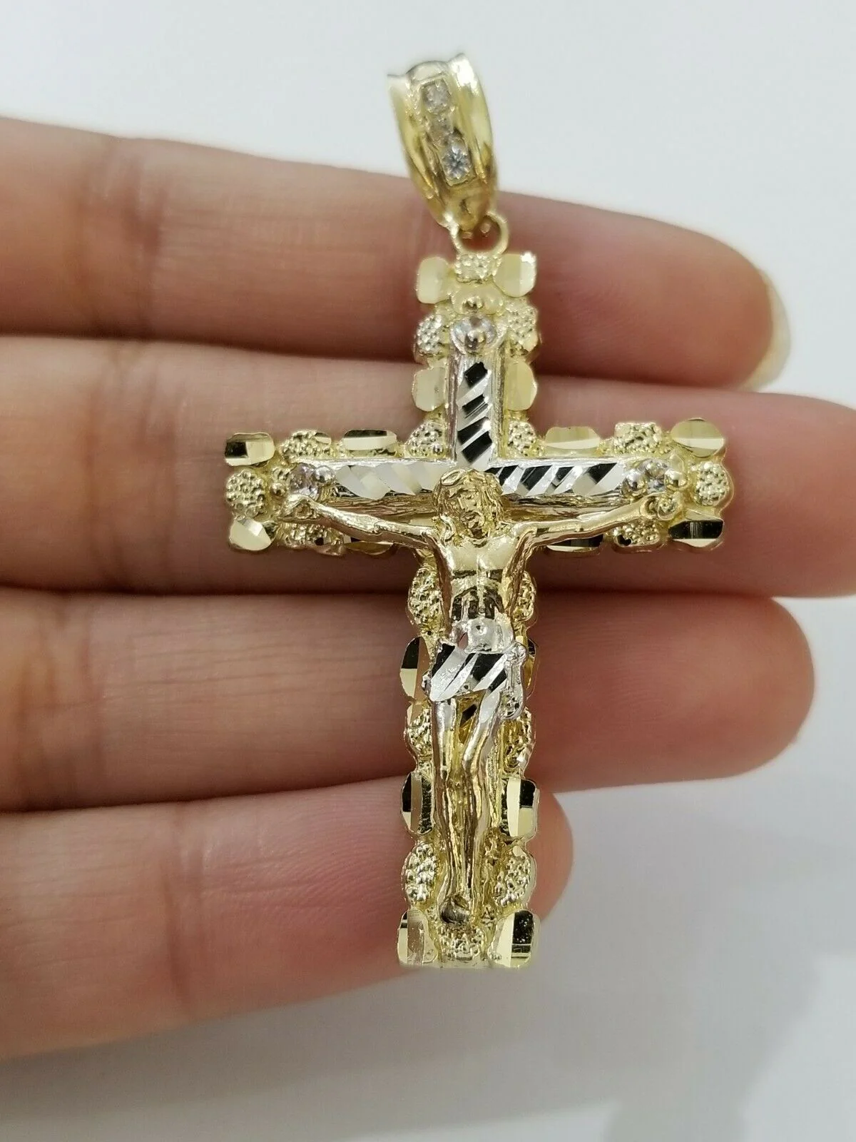 10k Yellow Gold Link Chain Pendant 5mm 18"-28" Miami Cuban Necklace Cross Charm - Image 6