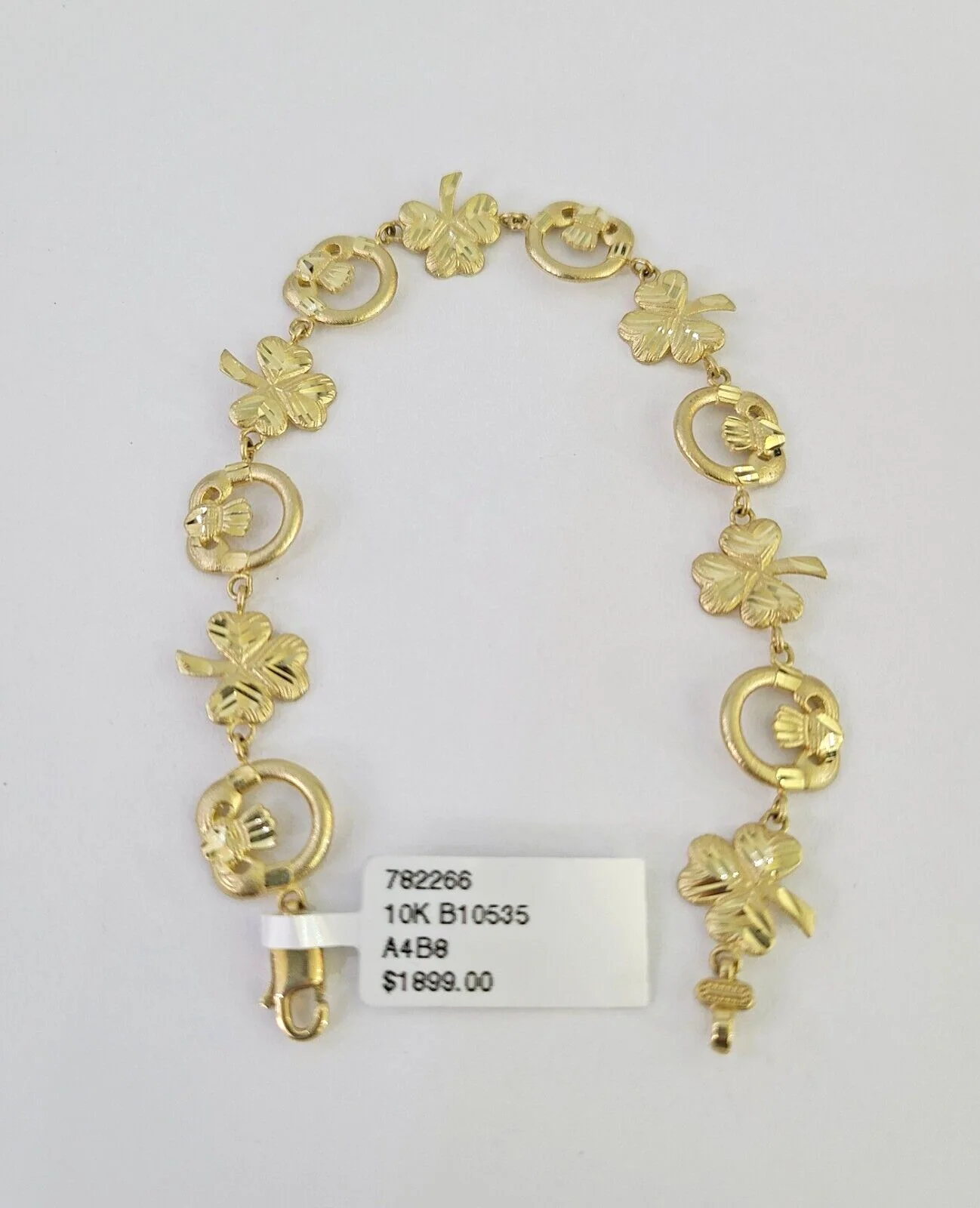 10k Yellow Gold Love Claddagh Bracelet 10mm 7" Women Ladies Real Genuine - Image 2