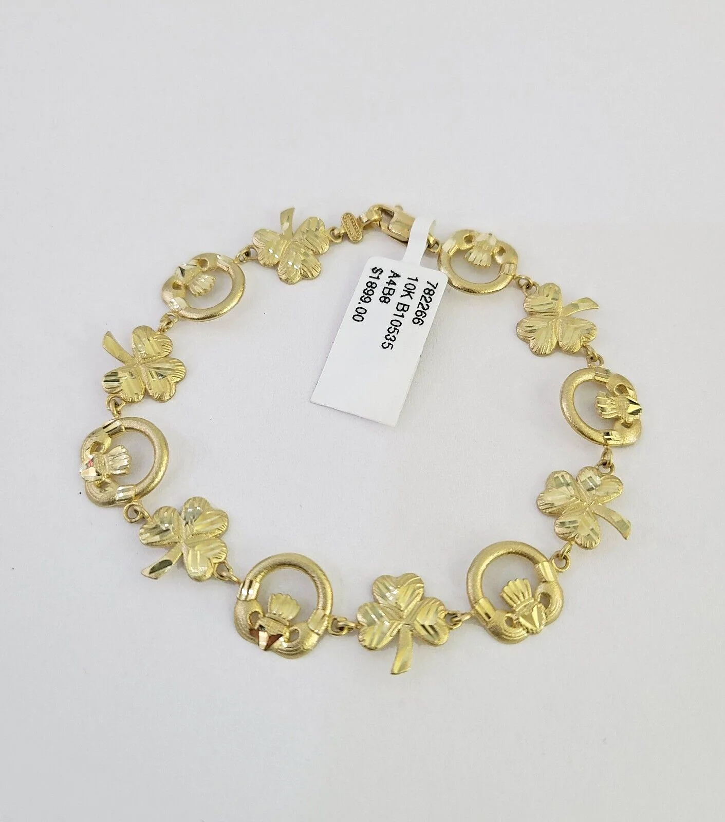 10k Yellow Gold Love Claddagh Bracelet 10mm 7" Women Ladies Real Genuine - Image 5