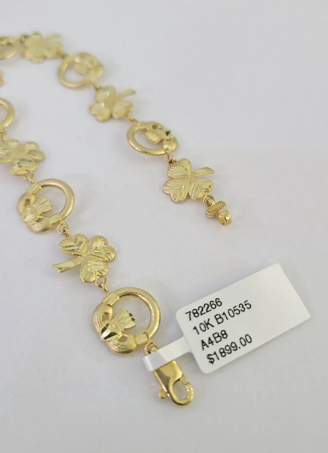 10k Yellow Gold Love Claddagh Bracelet 10mm 7" Women Ladies Real Genuine - Image 6