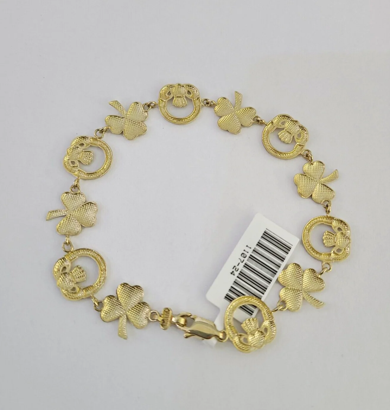 10k Yellow Gold Love Claddagh Bracelet 10mm 7" Women Ladies Real Genuine - Image 7