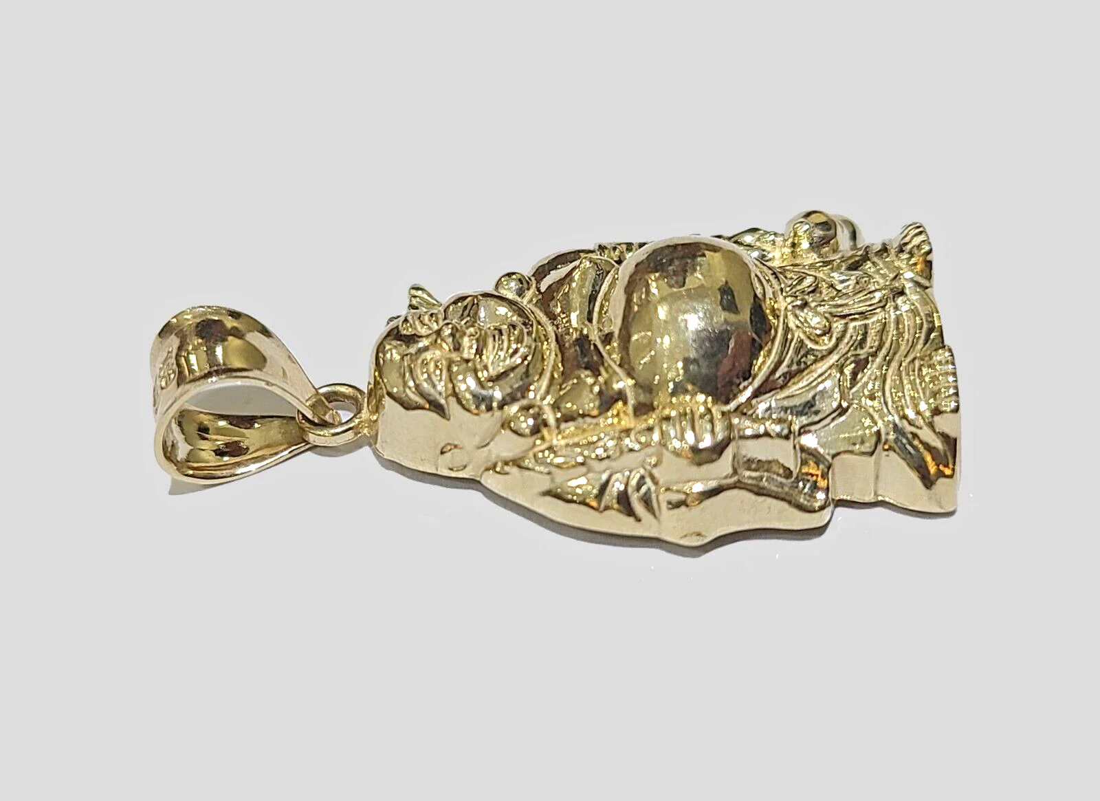 10k Yellow Gold Lucky Laughing Buddha Charm Religious Pendant Smiling Real 10Kt - Image 3