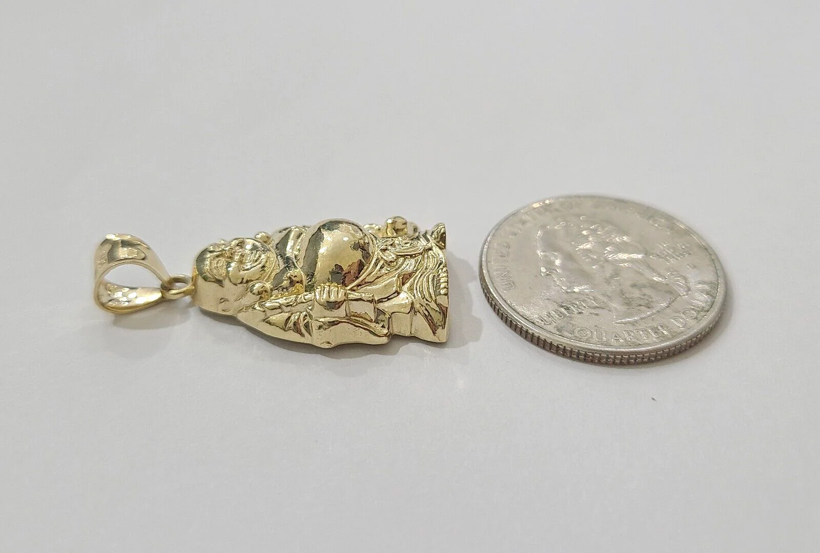 10k Yellow Gold Lucky Laughing Buddha Charm Religious Pendant Smiling Real 10Kt - Image 5