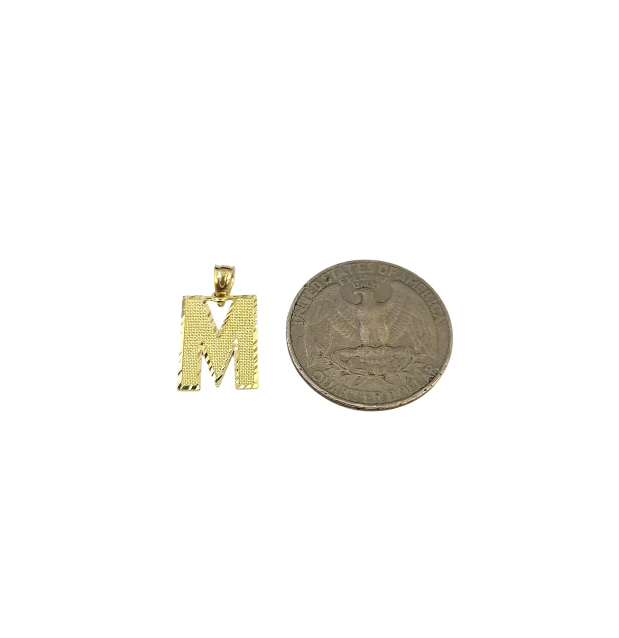 10K Yellow Gold M Initial Charm Pendant Alphabet Real 10kt Men Women - Image 2
