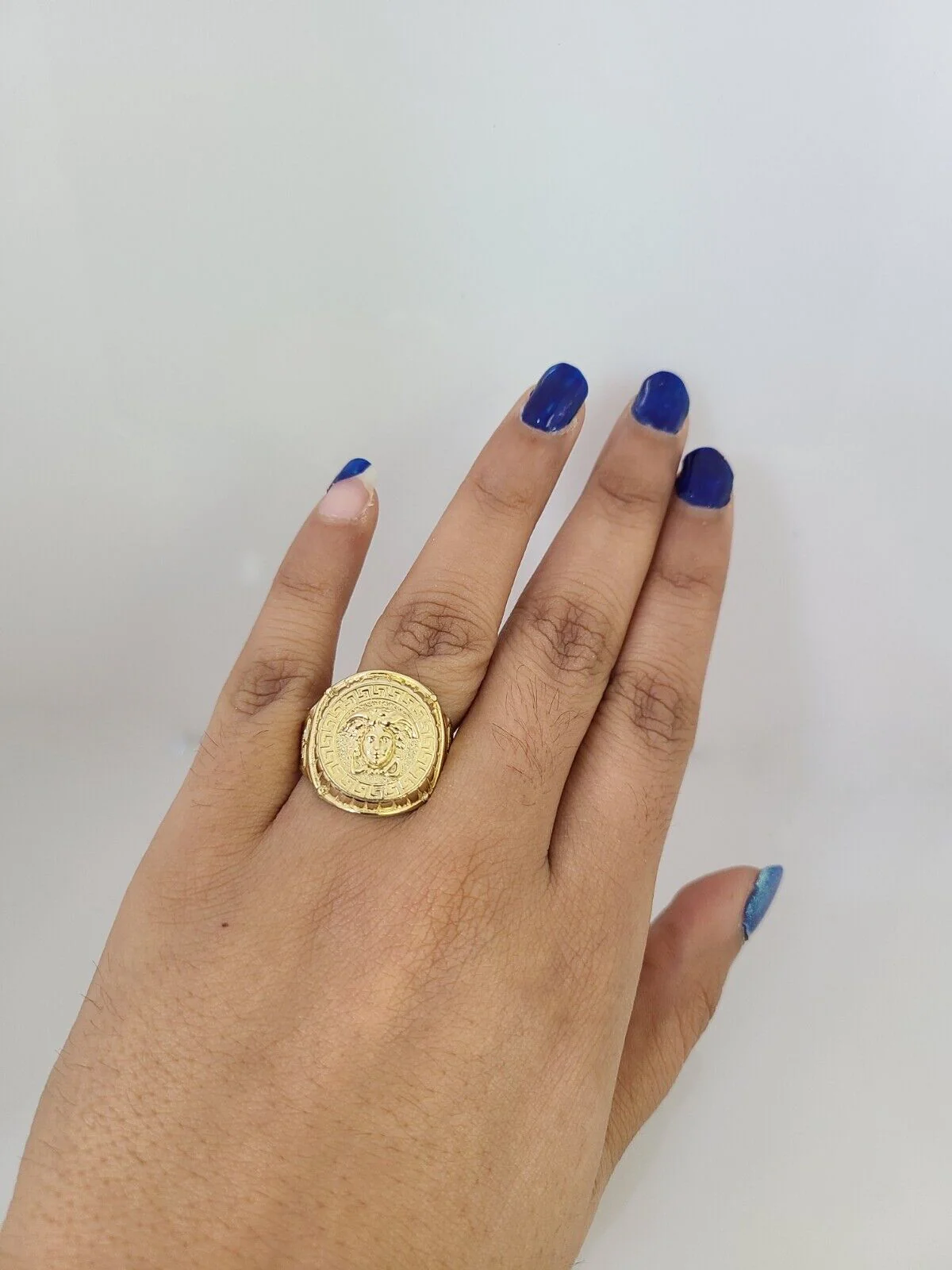 10k Yellow Gold Medusa Head Ring Casual Men's Band Genuine Brand New All Sizes - Image 2