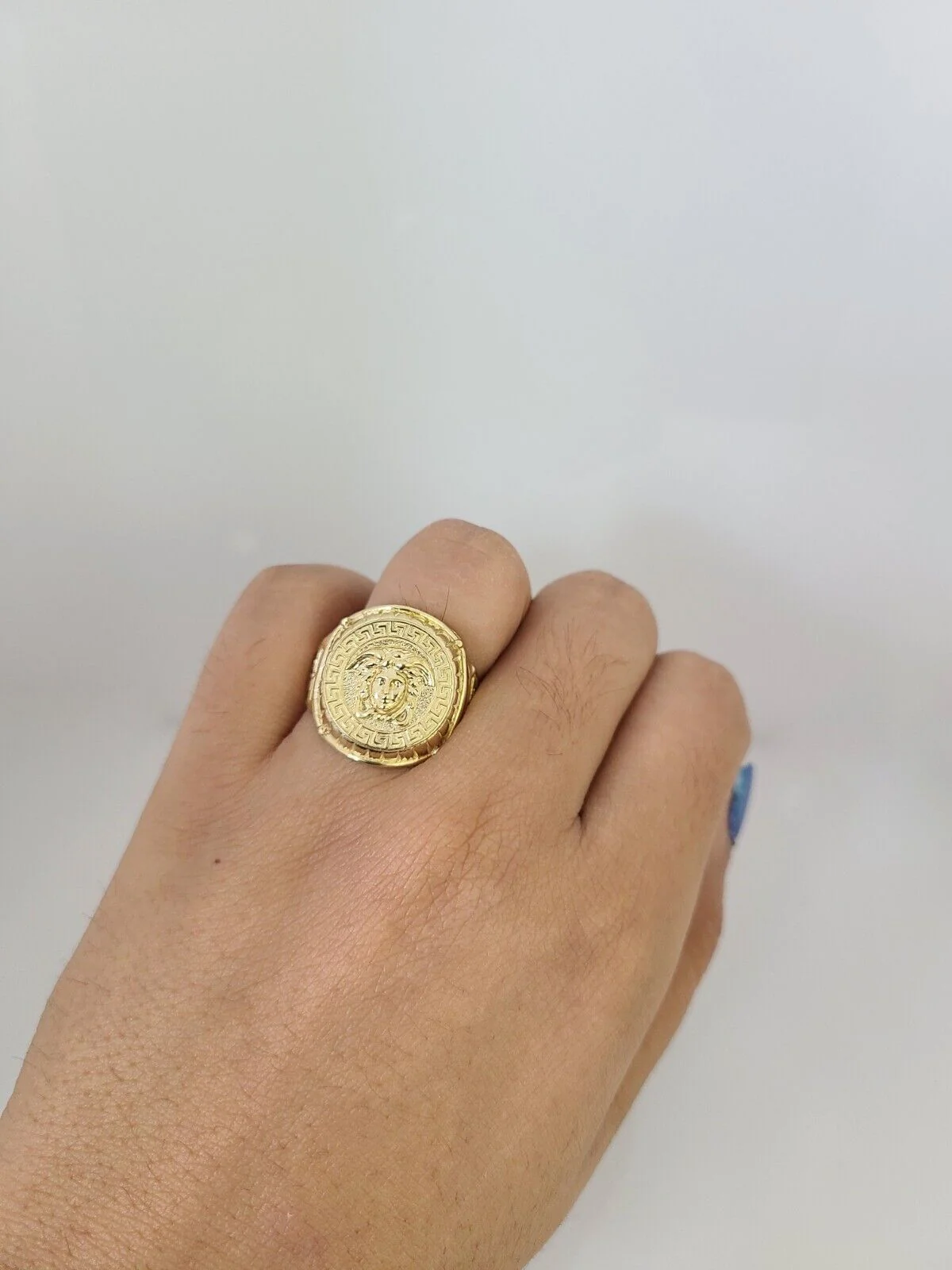 10k Yellow Gold Medusa Head Ring Casual Men's Band Genuine Brand New All Sizes - Image 4