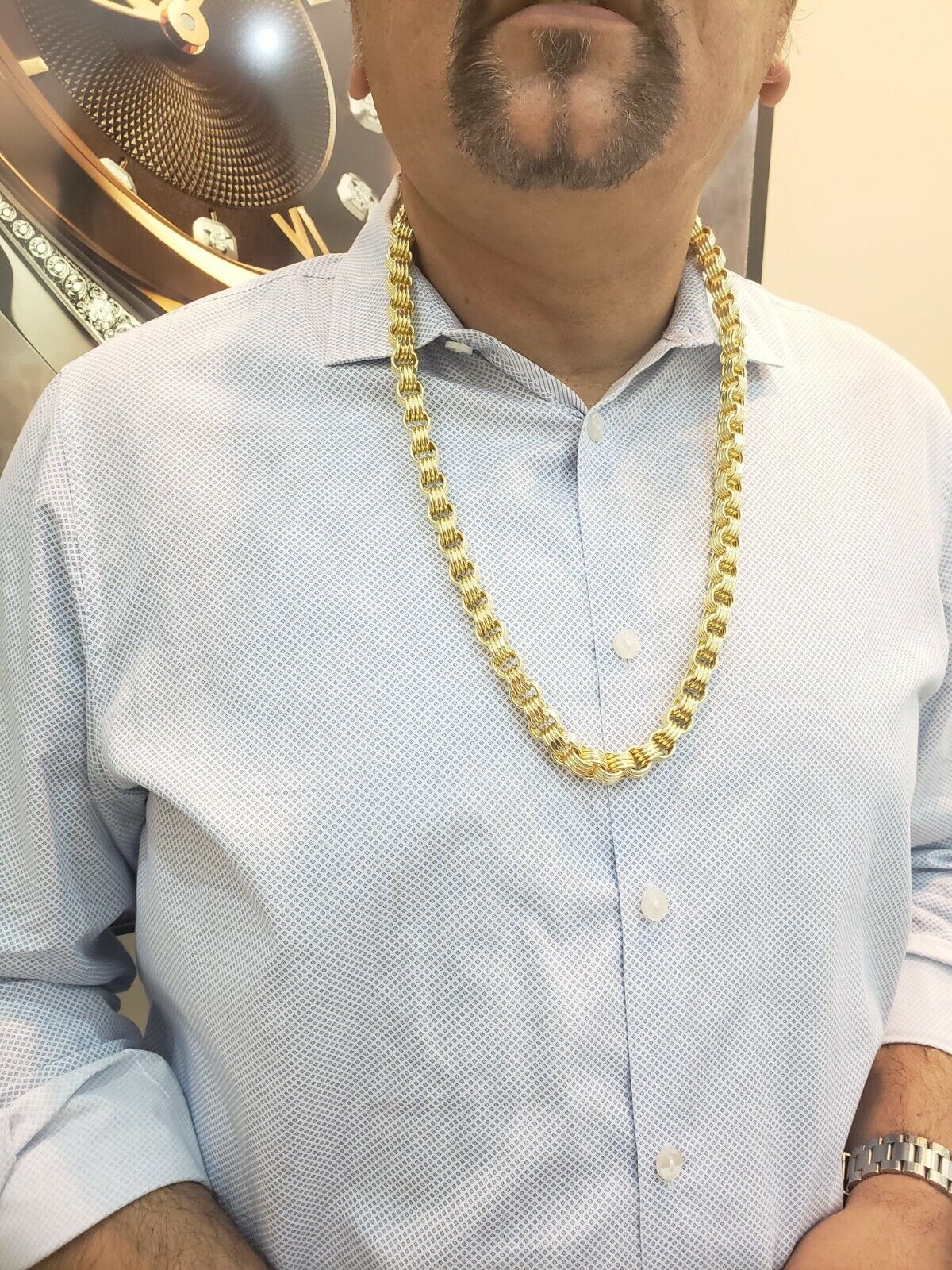 10K Yellow Gold Mens Necklace Byzantine Chain 28" Inch 10MM - Image 2