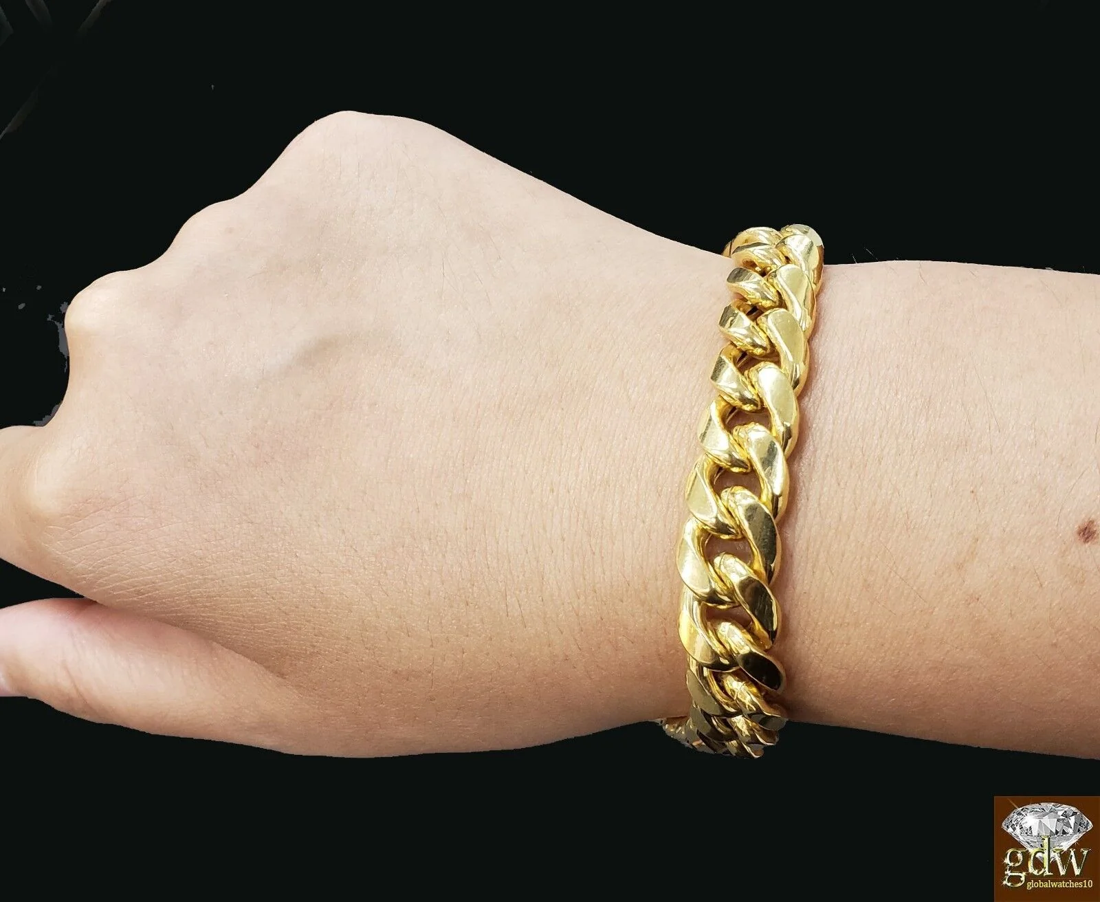 10k Yellow Gold Miami Cuban Bracelet 12mm 8" Box Lock Mens Real 10kt Strong Link - Image 3