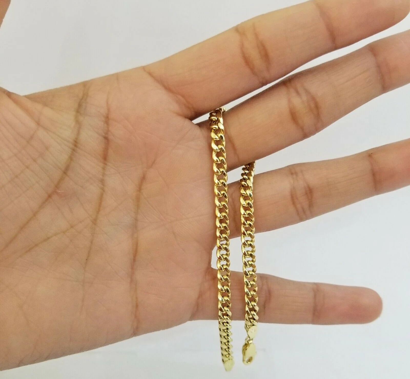 10k Yellow Gold Miami Cuban Bracelet 8inch 5mm lobster lock men women hand chain - Image 7
