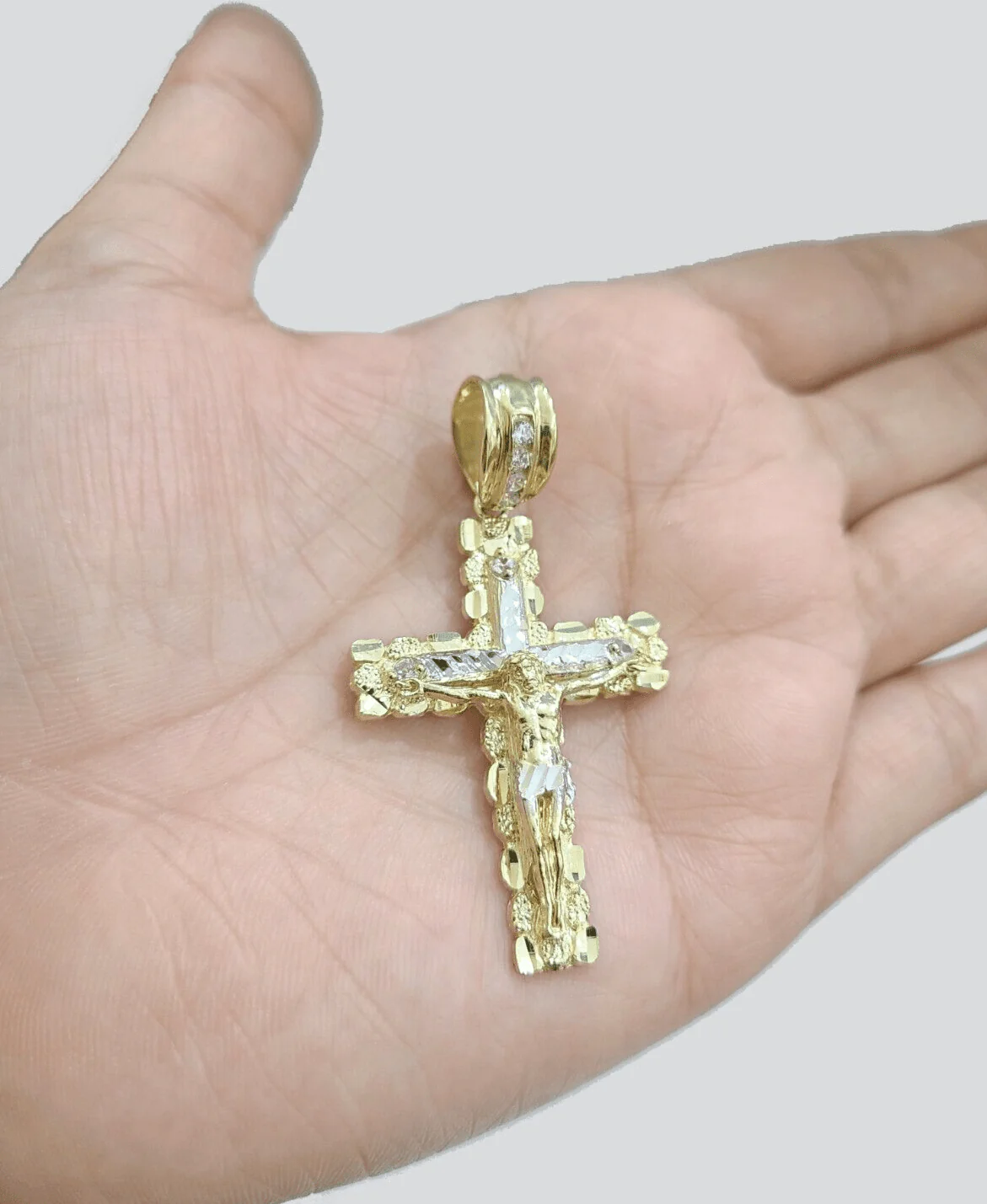 10k Yellow Gold Miami Cuban Chain 5mm 24" inch Necklace Jesus Cross Charm Real - Image 5